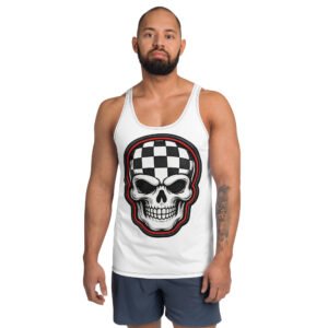 męski tank top z grafiką czaszki w szachownicę