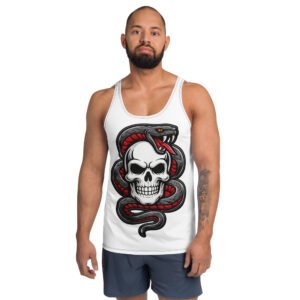 męski tank top z grafiką czaszki oplecionej wężem