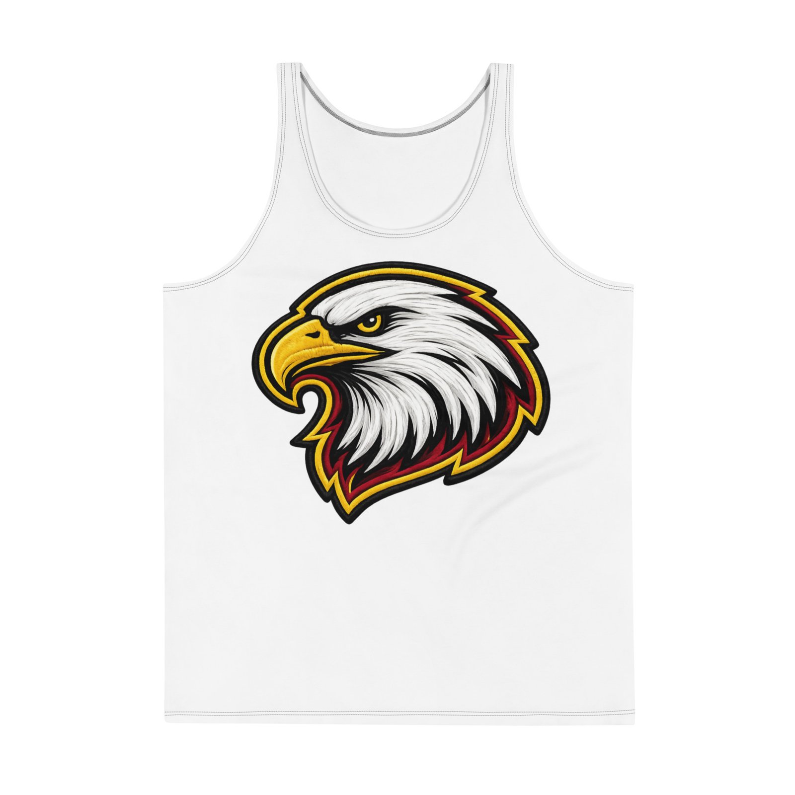Męski tank top z grafiką głowy bielika amerykańskiego – biała koszulka bez rękawów w stylu patriotycznym| Zarn.pl Męski tank top z grafiką głowy bielika amerykańskiego – biała koszulka bez rękawów w stylu patriotycznym - obrazek 2