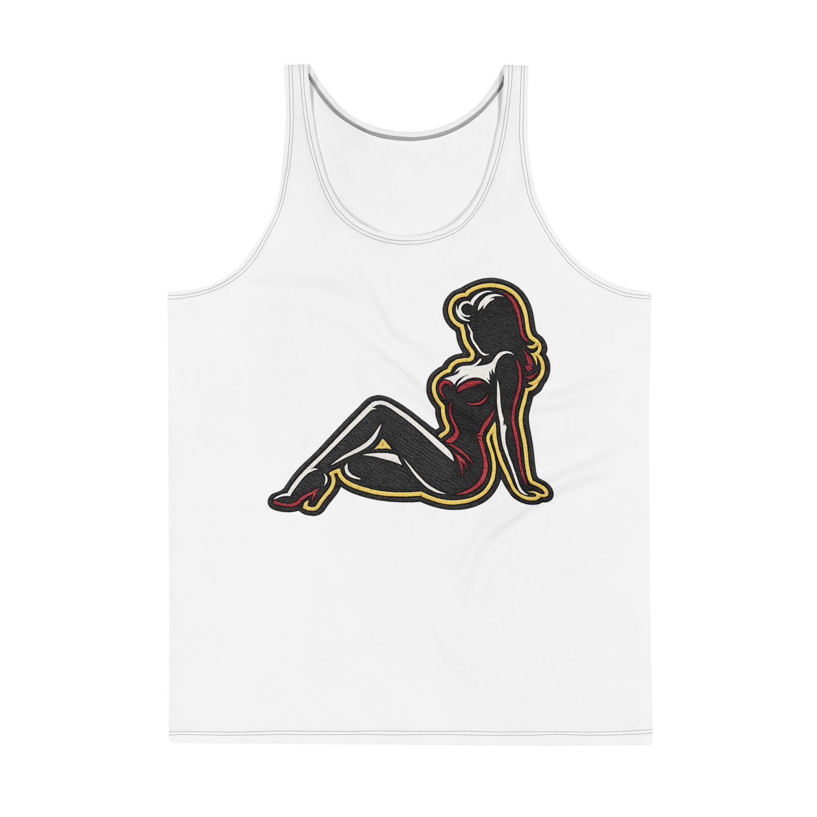 Męski tank top z grafiką siedzącej kobiety – koszulka męska bez rękawów z grafiką kobiecej sylwetki| Zarn.pl Męski tank top z grafiką siedzącej kobiety – koszulka męska bez rękawów z grafiką kobiecej sylwetki - obrazek 2