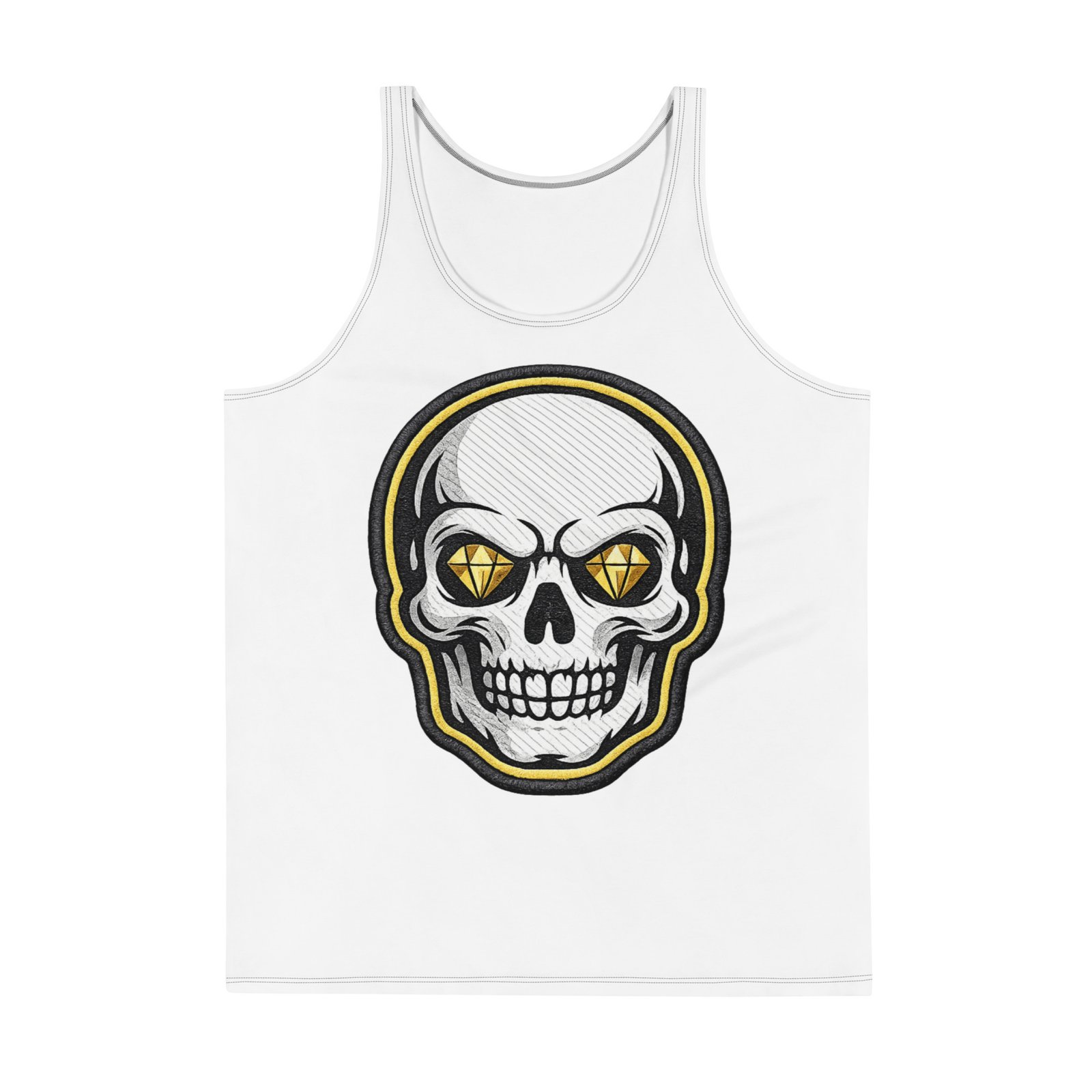 Męski tank top z czaszką i diamentowymi oczami – koszulka męska bez rękawów z grafiką czaszki| Zarn.pl Męski tank top z czaszką i diamentowymi oczami – koszulka męska bez rękawów z grafiką czaszki - obrazek 2