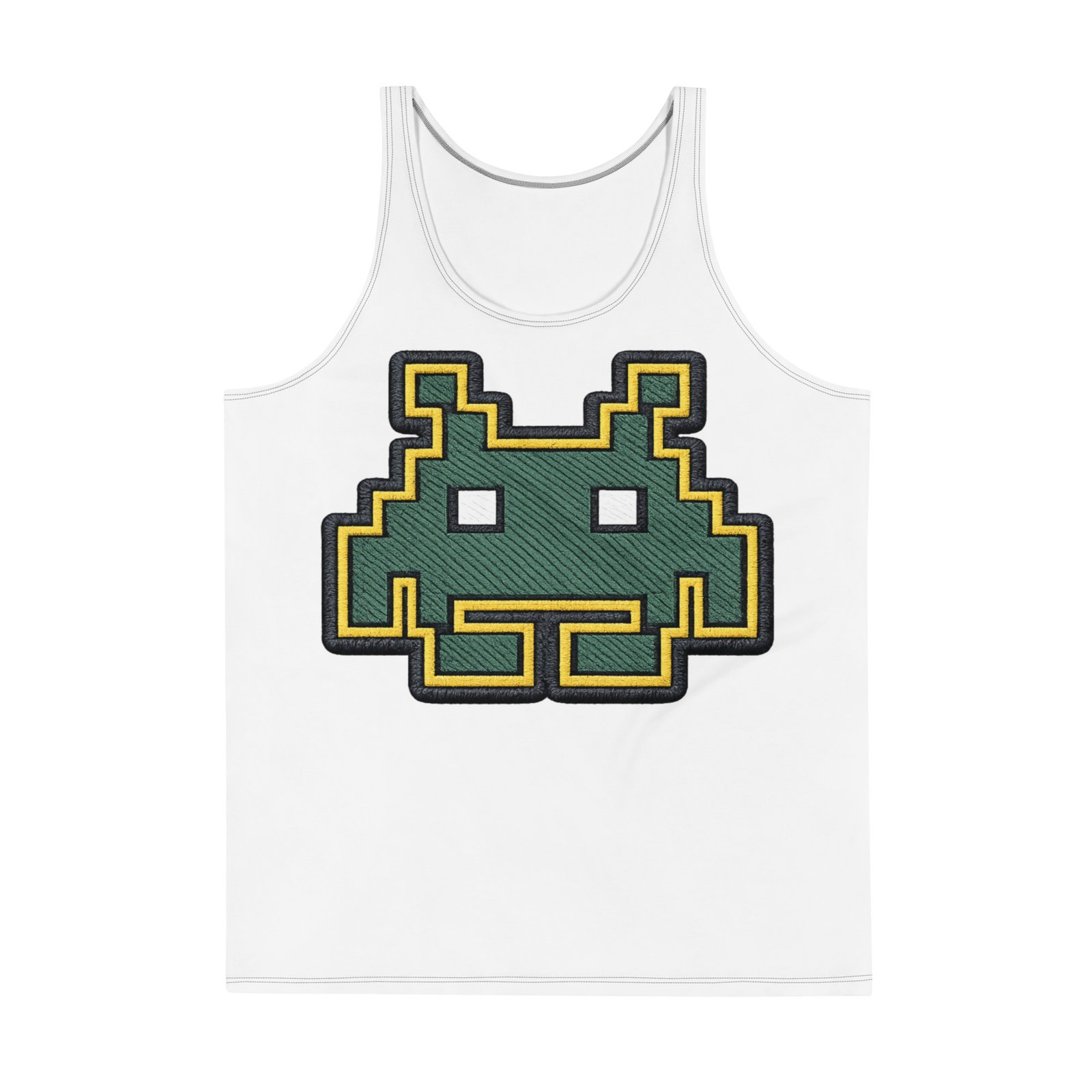 Męski tank top z pikselowym kosmitą – koszulka męska bez rękawów z grafiką retro arcade| Zarn.pl Męski tank top z pikselowym kosmitą – koszulka męska bez rękawów z grafiką retro arcade - obrazek 2