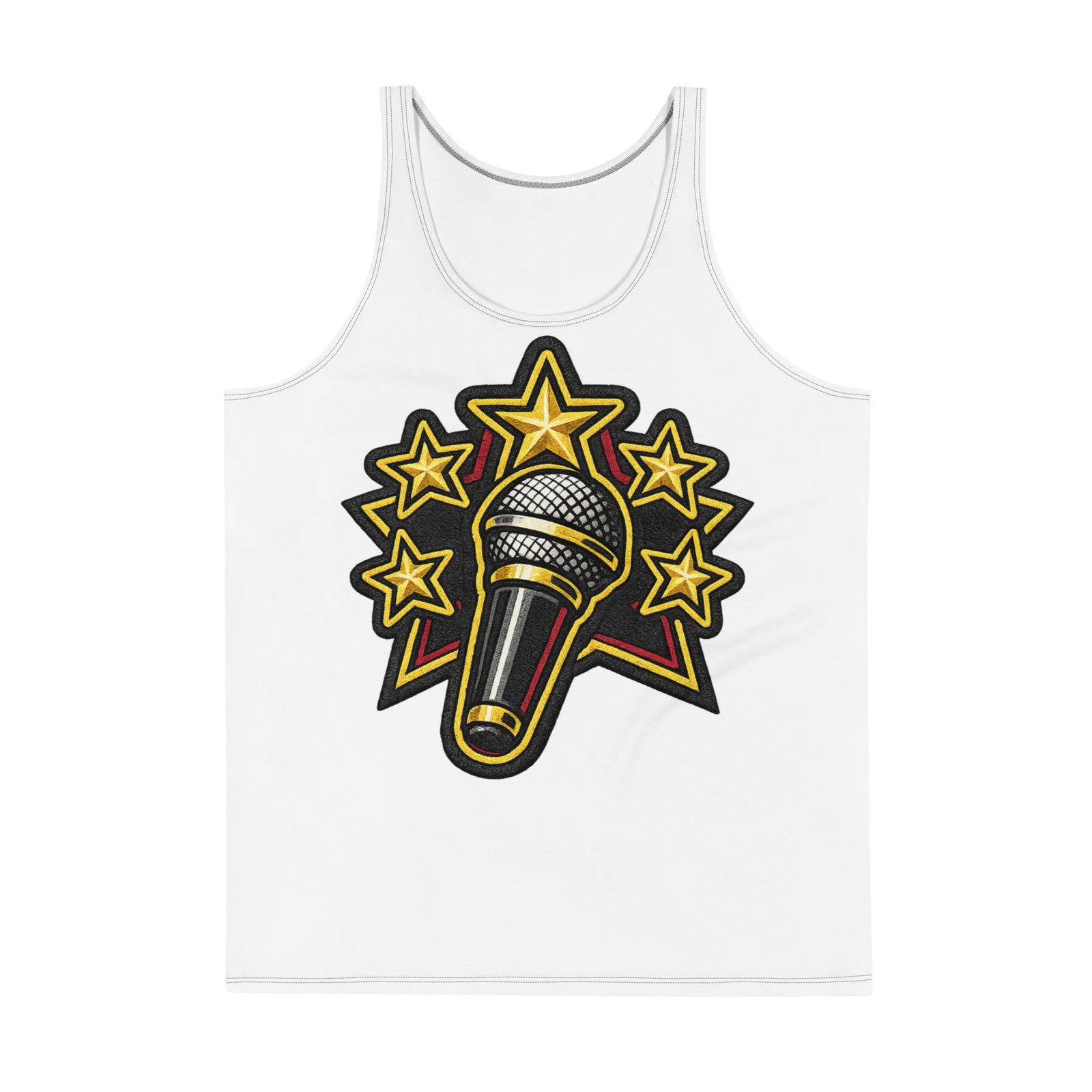Męski tank top z mikrofonem – koszulka męska bez rękawów z grafiką mikrofonu| Zarn.pl Męski tank top z mikrofonem – koszulka męska bez rękawów z grafiką mikrofonu - obrazek 2