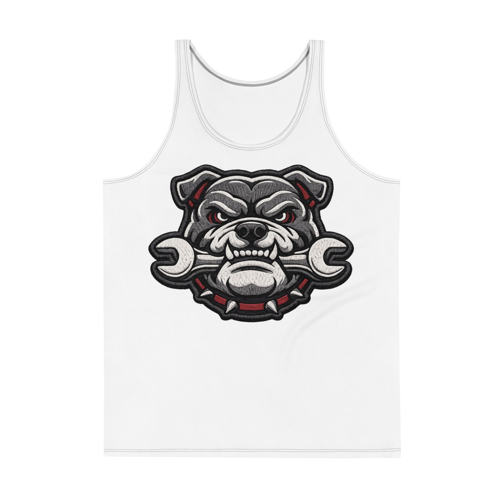 Męski tank top z grafiką groźnego buldoga z kluczem – sportowa koszulka męska bez rękawów| Zarn.pl Męski tank top z grafiką groźnego buldoga z kluczem – sportowa koszulka męska bez rękawów - obrazek 2