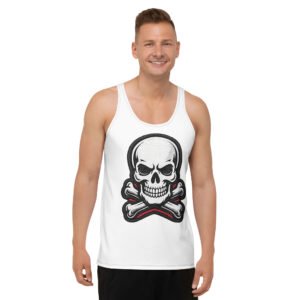 męski tank top z grafiką czaszki i skrzyżowanych kości