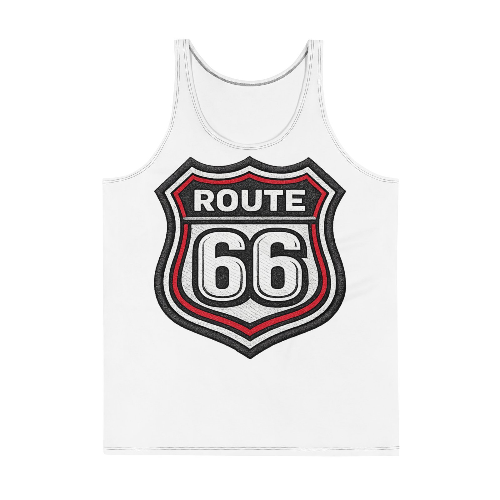 Męski tank top z grafiką Route 66 – koszulka bez rękawów z legendarnym motywem drogowym| Zarn.pl Męski tank top z grafiką Route 66 – koszulka bez rękawów z legendarnym motywem drogowym - obrazek 2