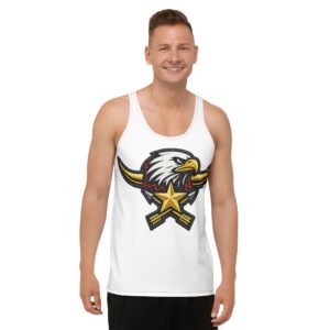 męski tank top z grafiką orła, gwiazdy i skrzyżowanych strzał