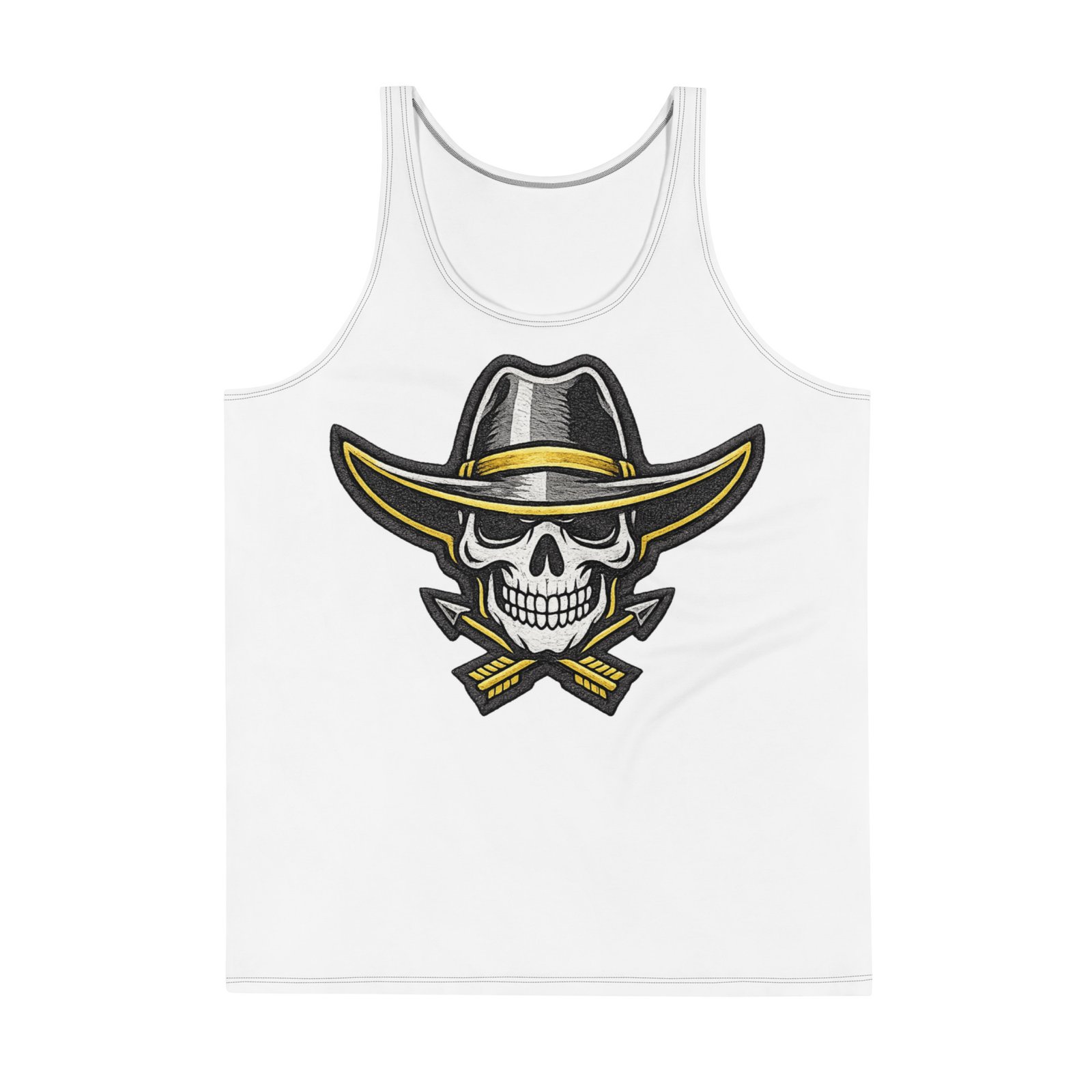 Męski tank top z grafiką czaszki w kowbojskim kapeluszu – koszulka bez rękawów| Zarn.pl Męski tank top z grafiką czaszki w kowbojskim kapeluszu – koszulka bez rękawów - obrazek 2