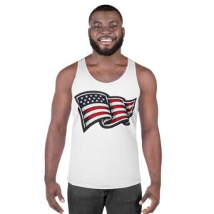 męski tank top z grafiką falującej flagi USA