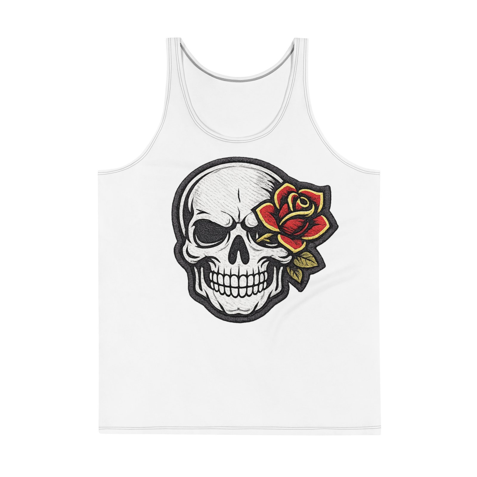 Męski tank top z grafiką czaszki i czerwonej róży – koszulka bez rękawów| Zarn.pl Męski tank top z grafiką czaszki i czerwonej róży – koszulka bez rękawów - obrazek 2