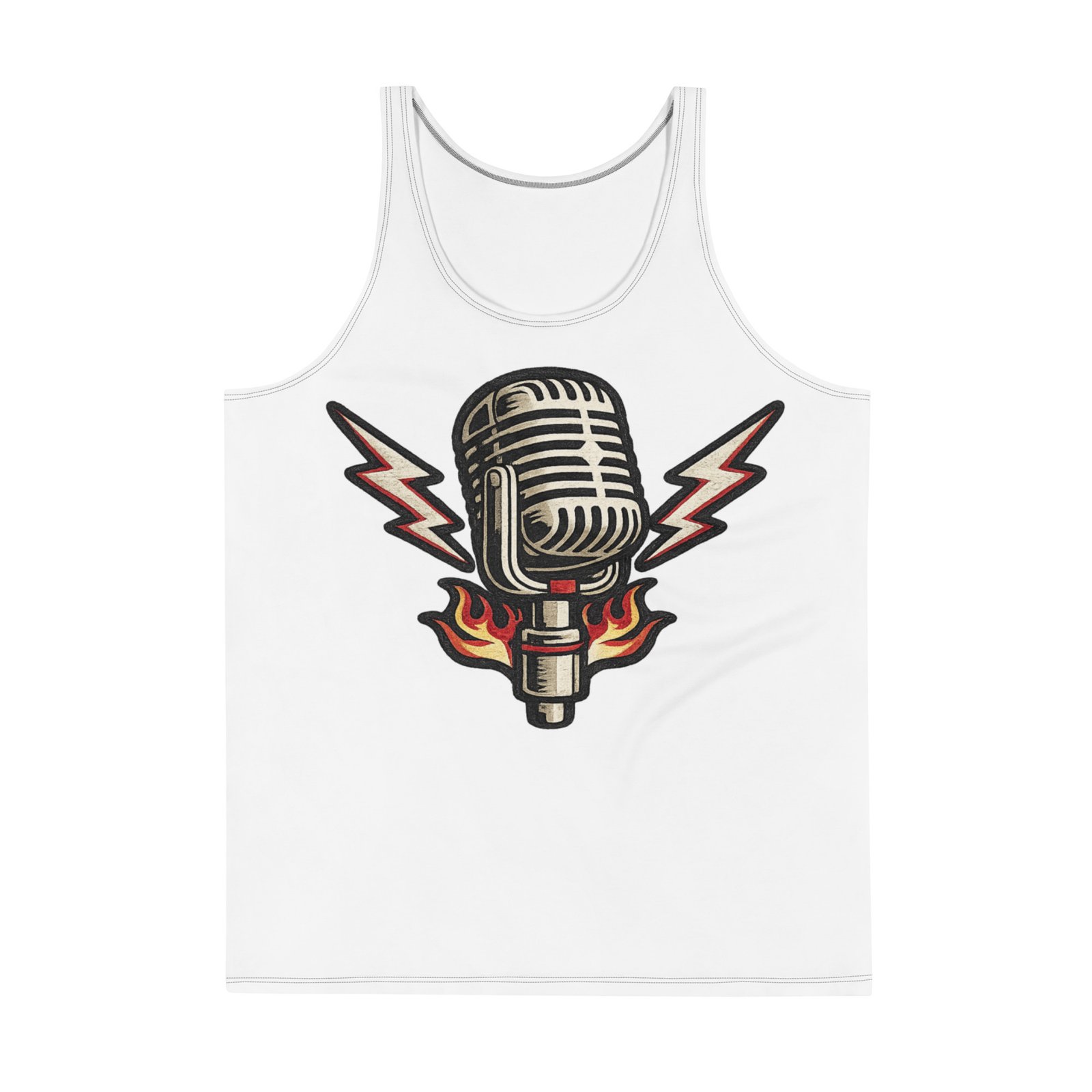 Męski tank top z grafiką retro mikrofonu – koszulka męska bez rękawów z mikrofonem vintage| Zarn.pl Męski tank top z grafiką retro mikrofonu – koszulka męska bez rękawów z mikrofonem vintage - obrazek 2
