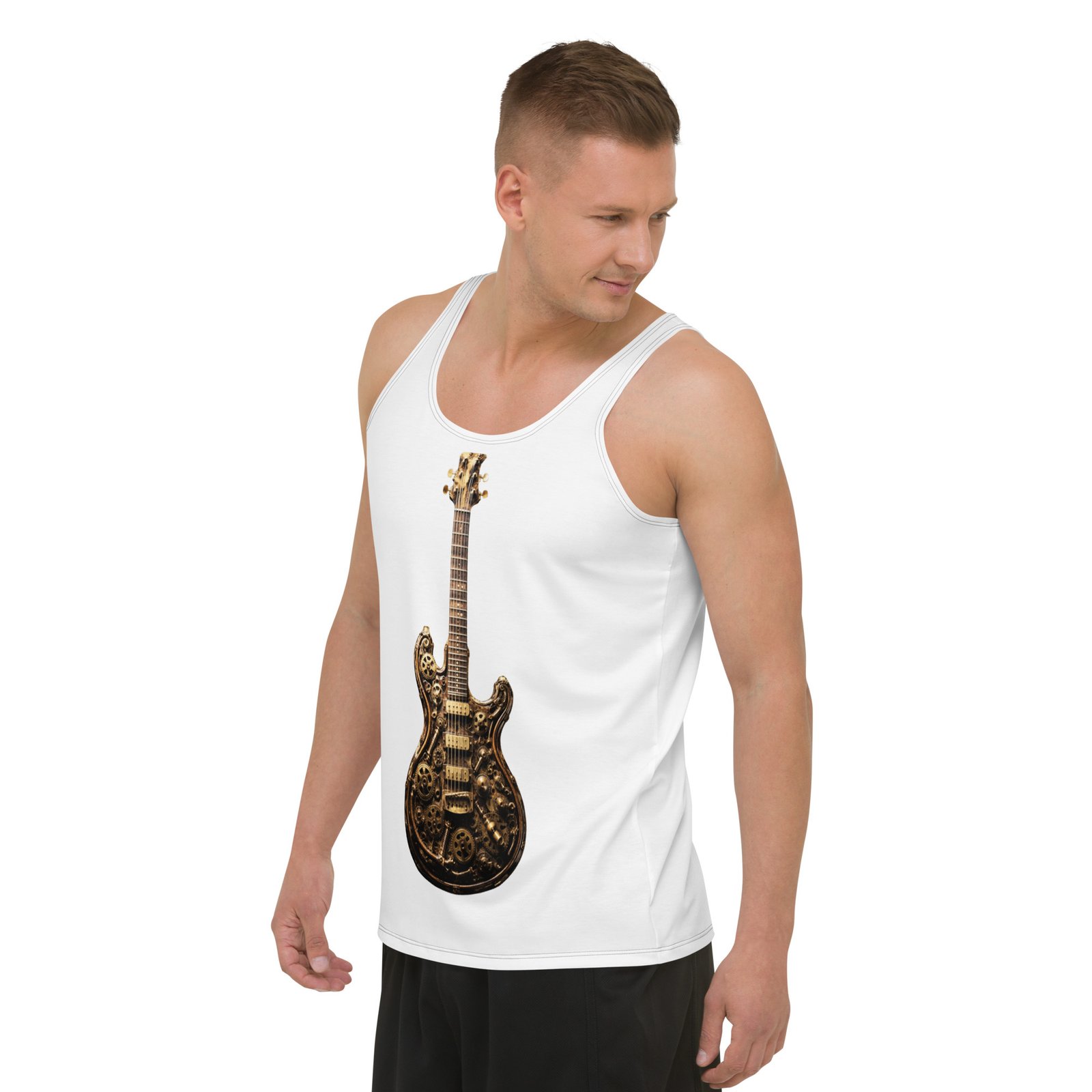 Męska koszulka bez rękawów „Steampunk Guitar” – koszulka męska z gitarą steampunk| Zarn.pl Męska koszulka bez rękawów „Steampunk Guitar” – koszulka męska z gitarą steampunk - obrazek 5