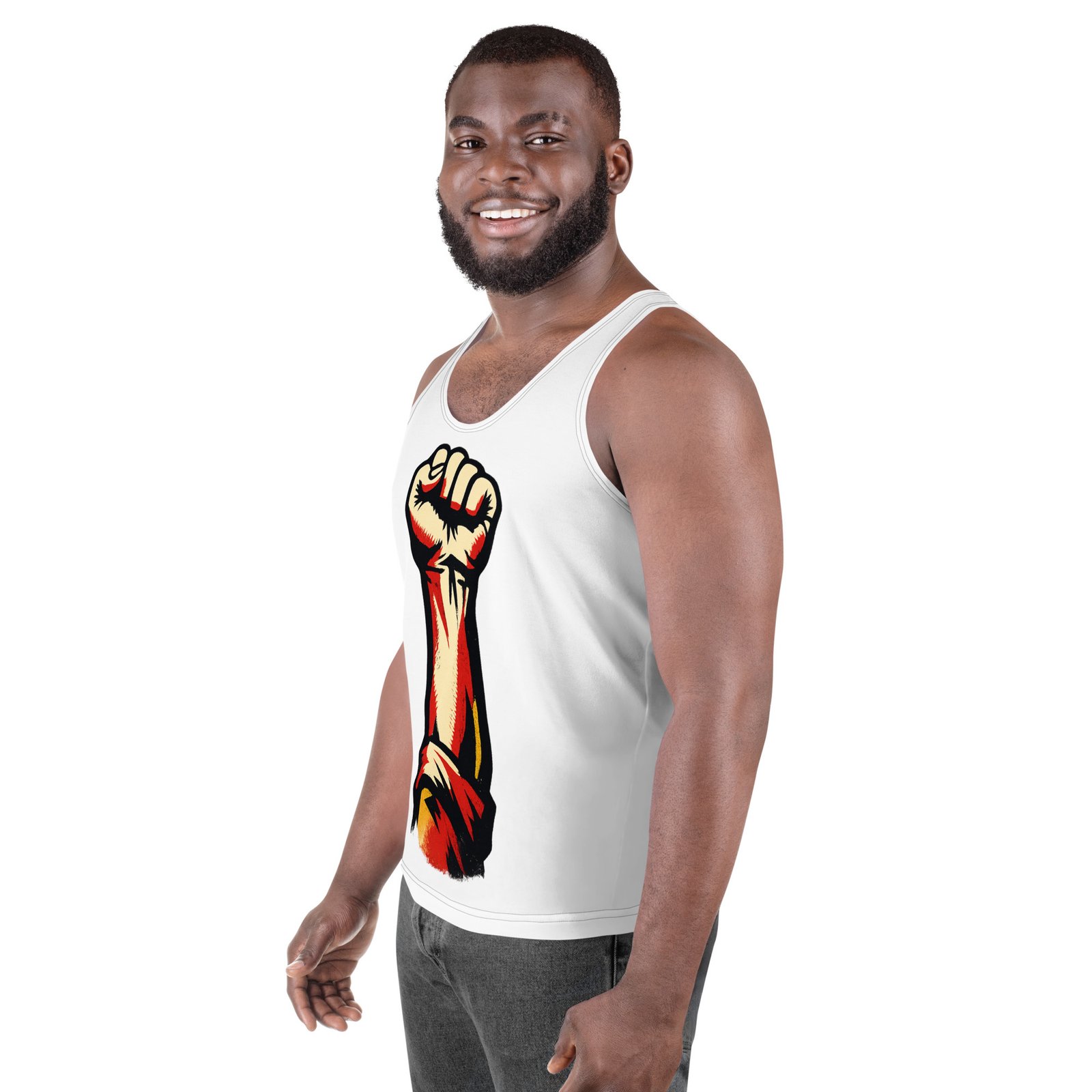 Męski tank top „Zaciśnięta pięść” – męska koszulka bez rękawów PRL z grafiką retro| Zarn.pl Męski tank top „Zaciśnięta pięść” – męska koszulka bez rękawów PRL z grafiką retro - obrazek 5