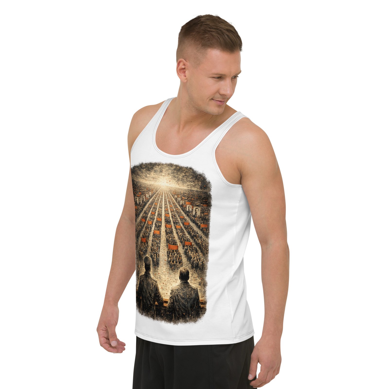 Męski tank top „Marsz ku przyszłości” – koszulka bez rękawów z grafiką w stylu retro| Zarn.pl Męski tank top „Marsz ku przyszłości” – koszulka bez rękawów z grafiką w stylu retro - obrazek 5