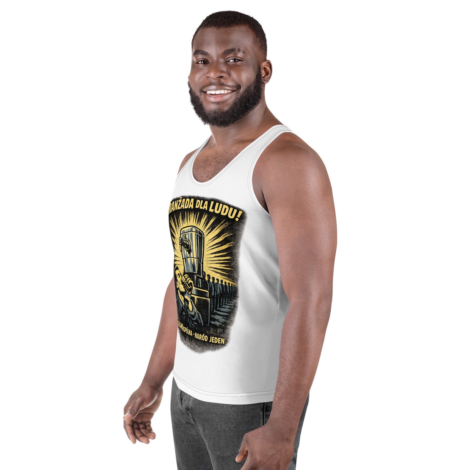 Męski tank top „Oranżada dla ludu!” – humorystyczna koszulka bez rękawów w stylu retro| Zarn.pl Męski tank top „Oranżada dla ludu!” – humorystyczna koszulka bez rękawów w stylu retro - obrazek 5