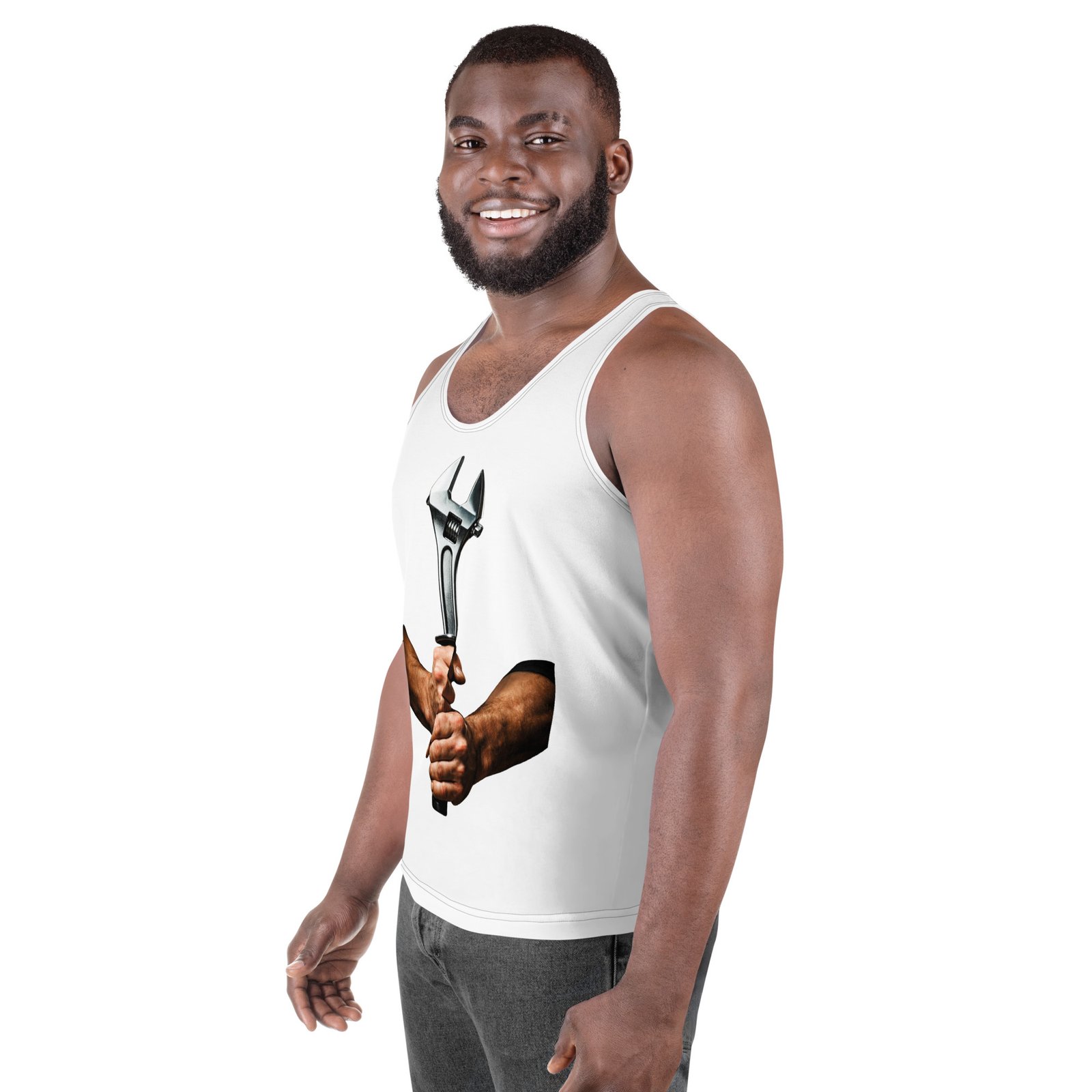 Męski tank top „Klucz Nastawny” – koszulka męska bez rękawów z grafiką klucza nastawnego| Zarn.pl Męski tank top „Klucz Nastawny” – koszulka męska bez rękawów z grafiką klucza nastawnego - obrazek 5