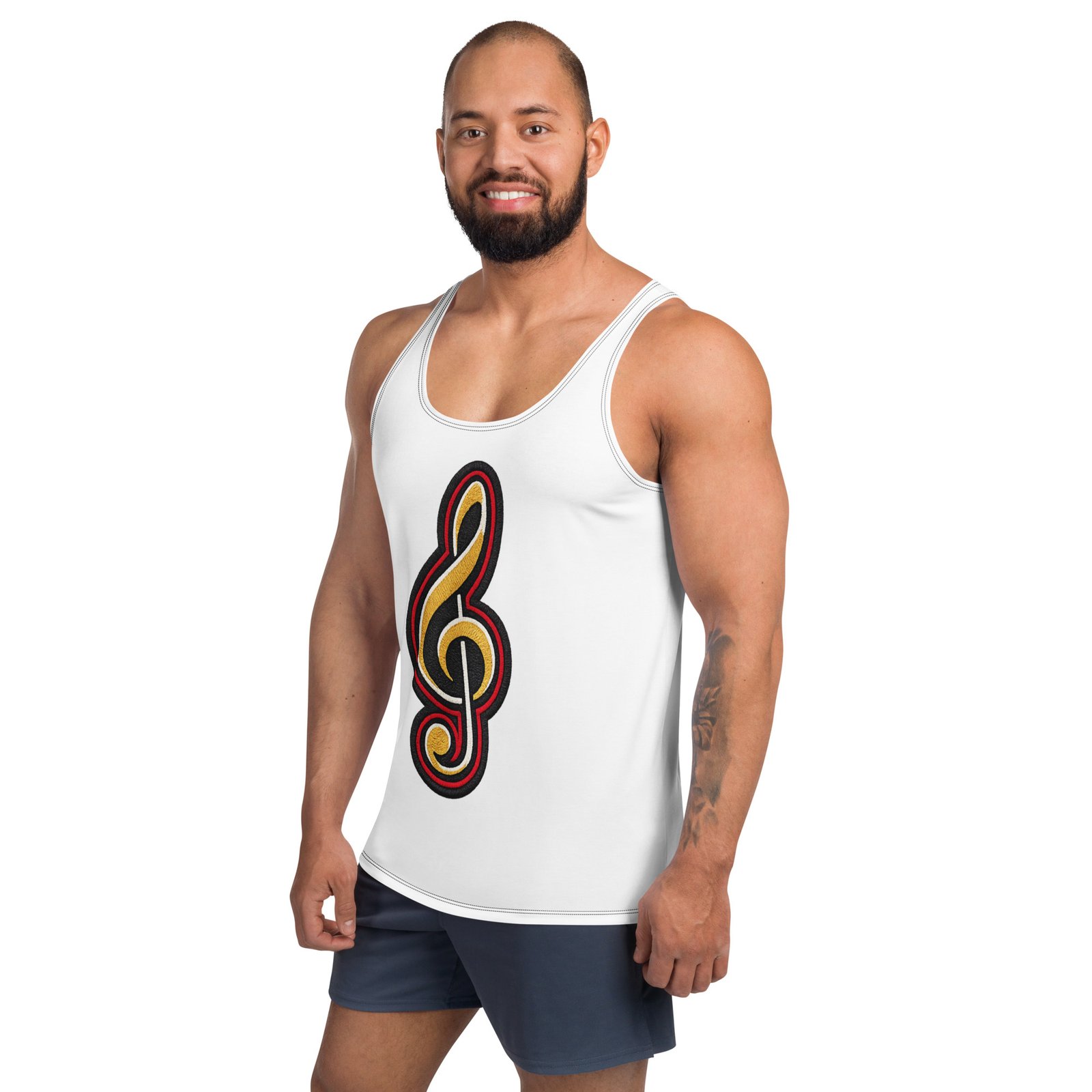 Męski tank top z kluczem wiolinowym – koszulka męska bez rękawów z grafiką klucza wiolinowego| Zarn.pl Męski tank top z kluczem wiolinowym – koszulka męska bez rękawów z grafiką klucza wiolinowego - obrazek 5