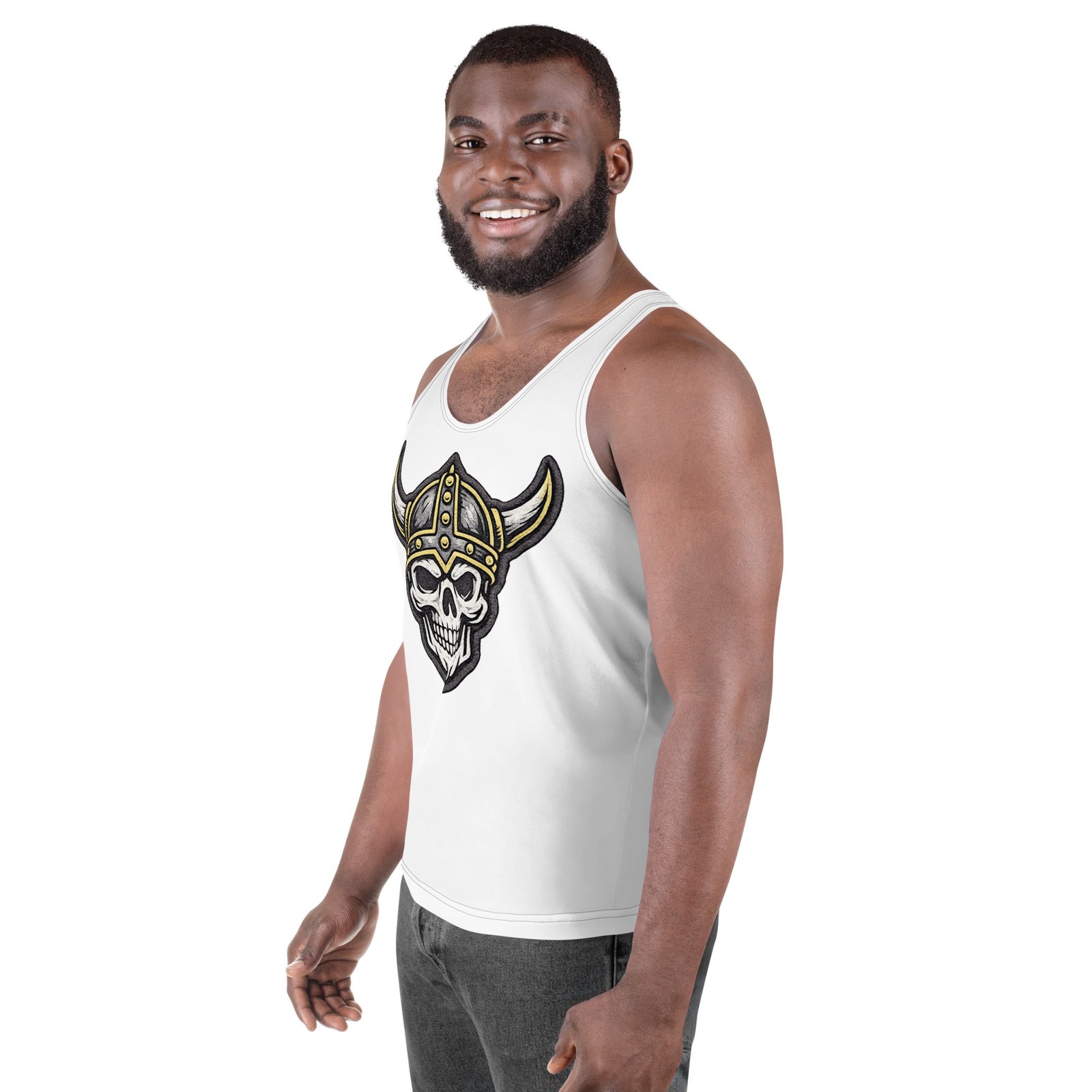 Męski tank top z czaszką w hełmie wikinga – koszulka męska bez rękawów z grafiką czaszki w hełmie wikinga| Zarn.pl Męski tank top z czaszką w hełmie wikinga – koszulka męska bez rękawów z grafiką czaszki w hełmie wikinga - obrazek 5