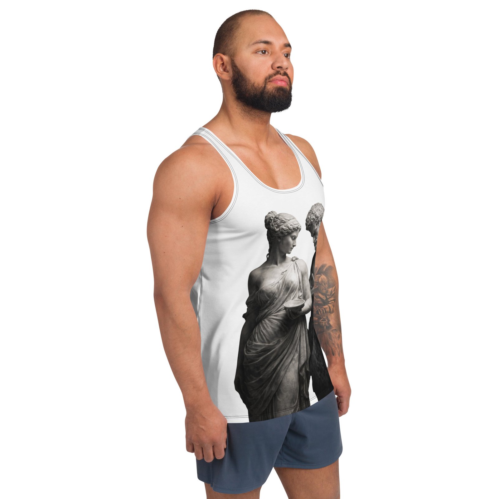 Męski tank top „Antyczny Dialog” – koszulka męska bez rękawów z grafiką klasycznych rzeźb| Zarn.pl Męski tank top „Antyczny Dialog” – koszulka męska bez rękawów z grafiką klasycznych rzeźb - obrazek 6