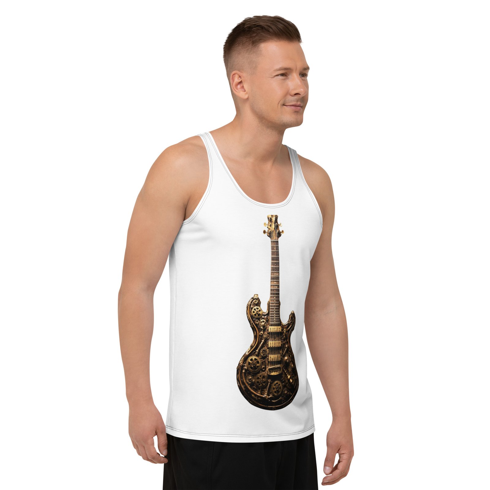 Męska koszulka bez rękawów „Steampunk Guitar” – koszulka męska z gitarą steampunk| Zarn.pl Męska koszulka bez rękawów „Steampunk Guitar” – koszulka męska z gitarą steampunk - obrazek 6