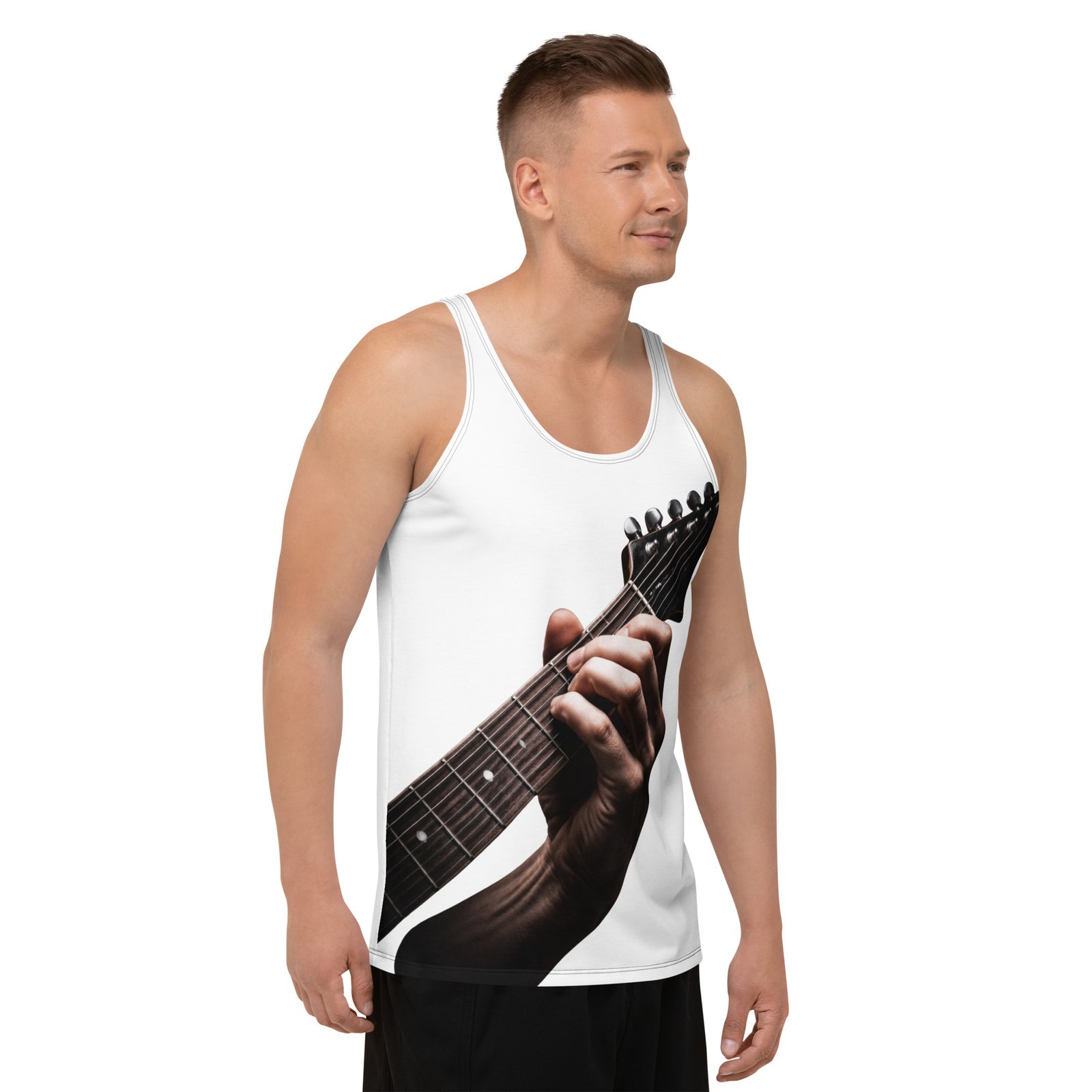 Męska koszulka bez rękawów „Guitar Chord” – koszulka męska z gryfem gitary| Zarn.pl Męska koszulka bez rękawów „Guitar Chord” – koszulka męska z gryfem gitary - obrazek 6