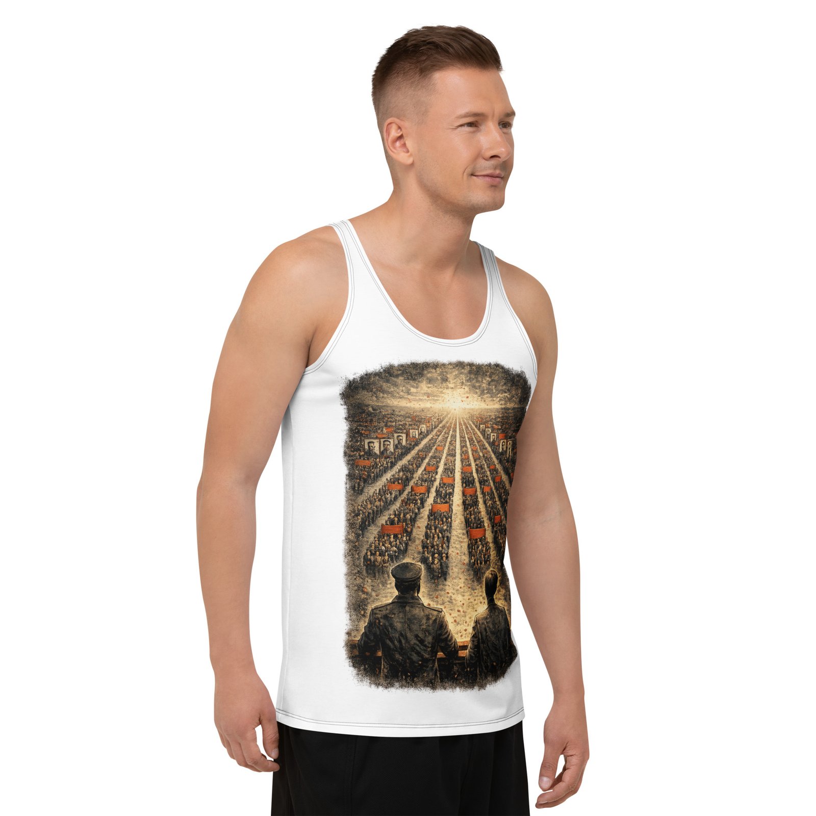Męski tank top „Marsz ku przyszłości” – koszulka bez rękawów z grafiką w stylu retro| Zarn.pl Męski tank top „Marsz ku przyszłości” – koszulka bez rękawów z grafiką w stylu retro - obrazek 6
