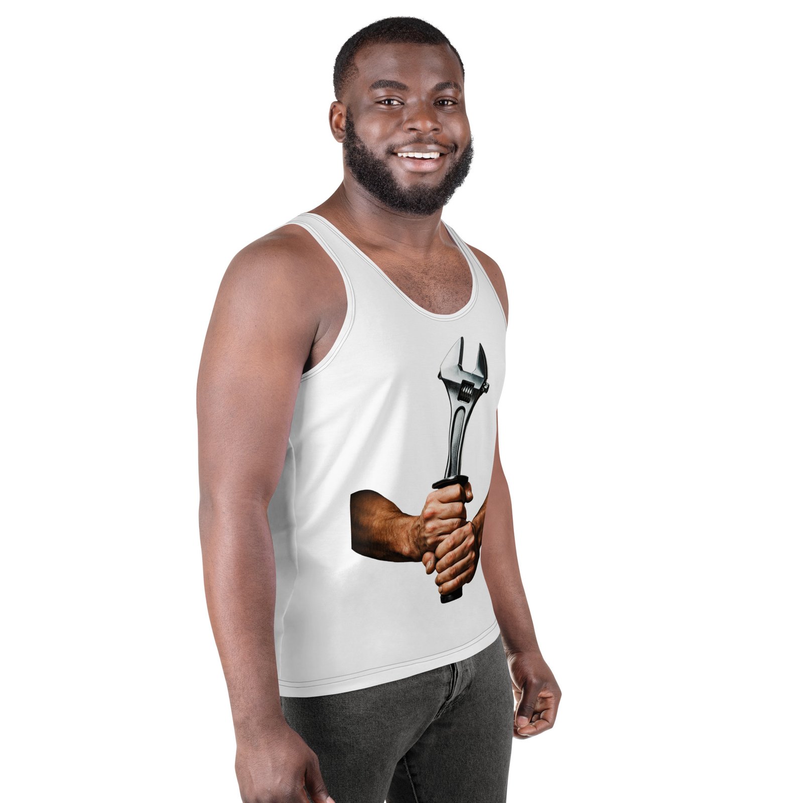 Męski tank top „Klucz Nastawny” – koszulka męska bez rękawów z grafiką klucza nastawnego| Zarn.pl Męski tank top „Klucz Nastawny” – koszulka męska bez rękawów z grafiką klucza nastawnego - obrazek 6