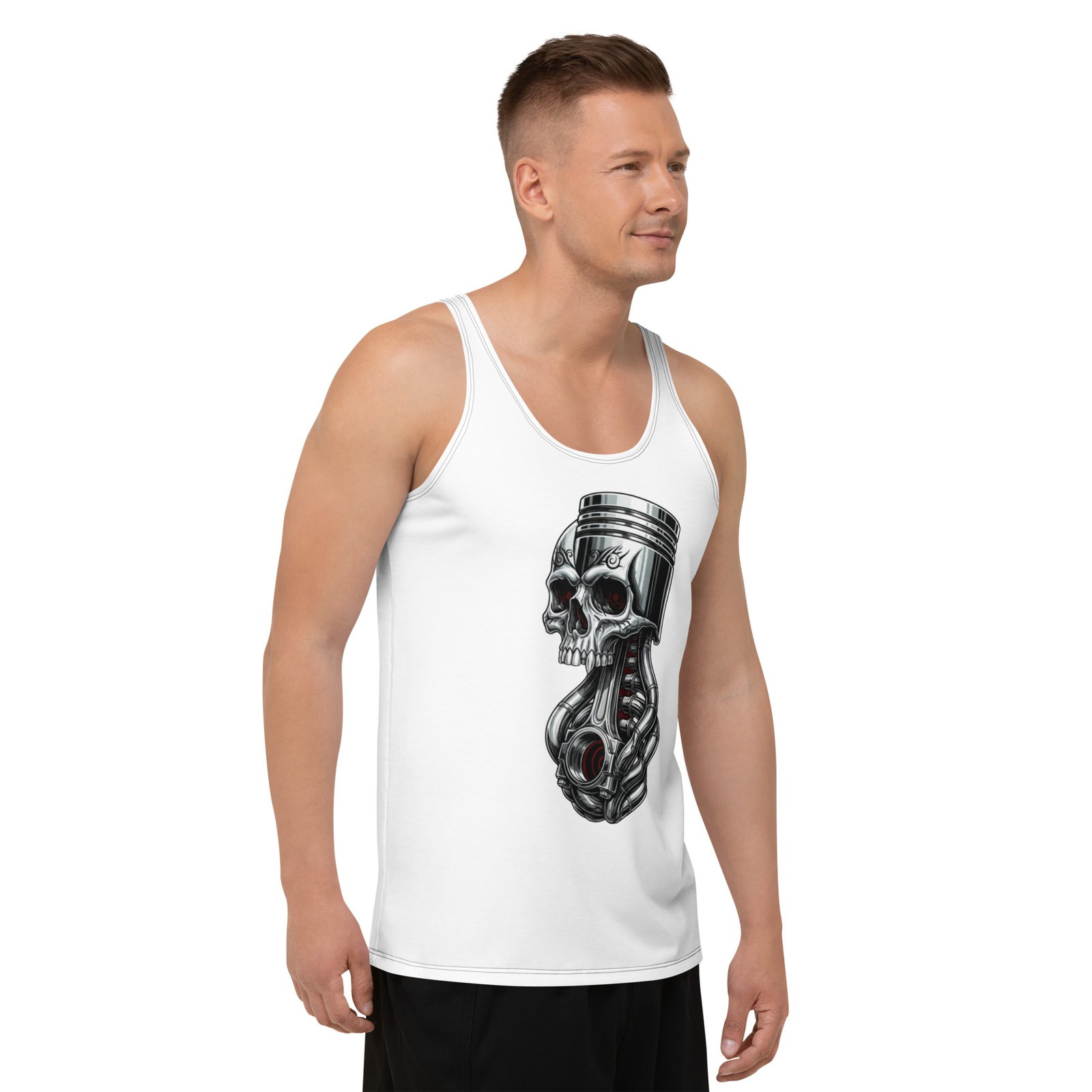 Męski tank top „Tłok Czaszka” – koszulka męska bez rękawów z grafiką tłoka i czaszki| Zarn.pl Męski tank top „Tłok Czaszka” – koszulka męska bez rękawów z grafiką tłoka i czaszki - obrazek 6