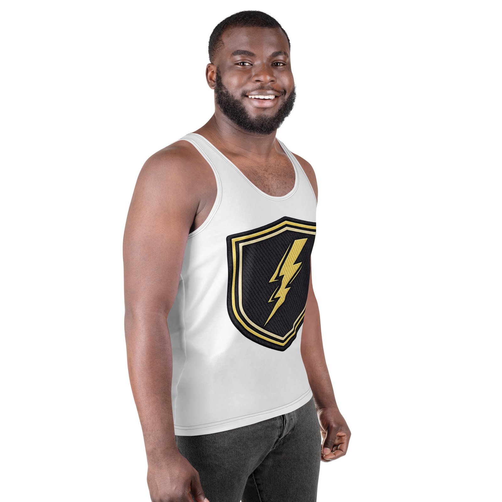 Męski tank top z tarczą i błyskawicą – koszulka męska bez rękawów z symbolem energii| Zarn.pl Męski tank top z tarczą i błyskawicą – koszulka męska bez rękawów z symbolem energii - obrazek 6