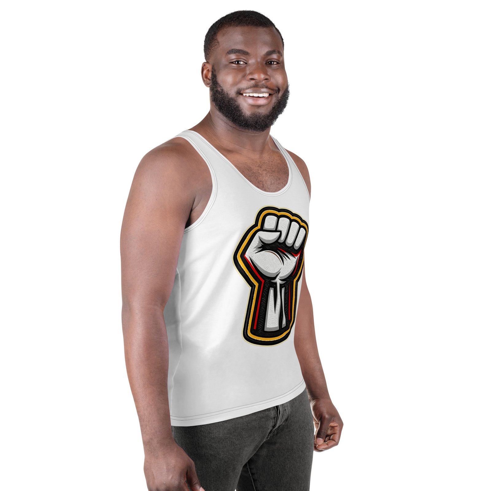 Męski tank top z symbolem zaciśniętej pięści – koszulka bez rękawów siła i determinacja| Zarn.pl Męski tank top z symbolem zaciśniętej pięści – koszulka bez rękawów siła i determinacja - obrazek 6