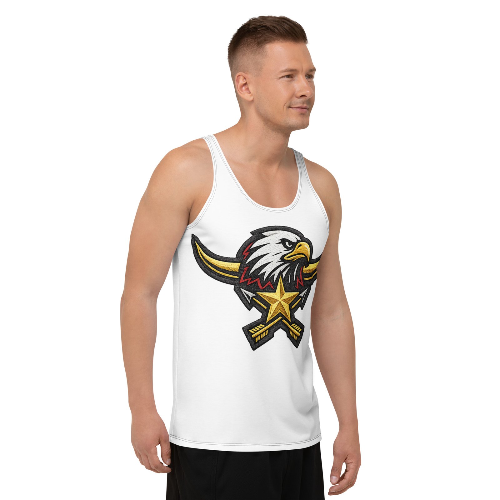 Męski tank top z grafiką orła, gwiazdy i skrzyżowanych strzał – koszulka bez rękawów| Zarn.pl Męski tank top z grafiką orła, gwiazdy i skrzyżowanych strzał – koszulka bez rękawów - obrazek 6