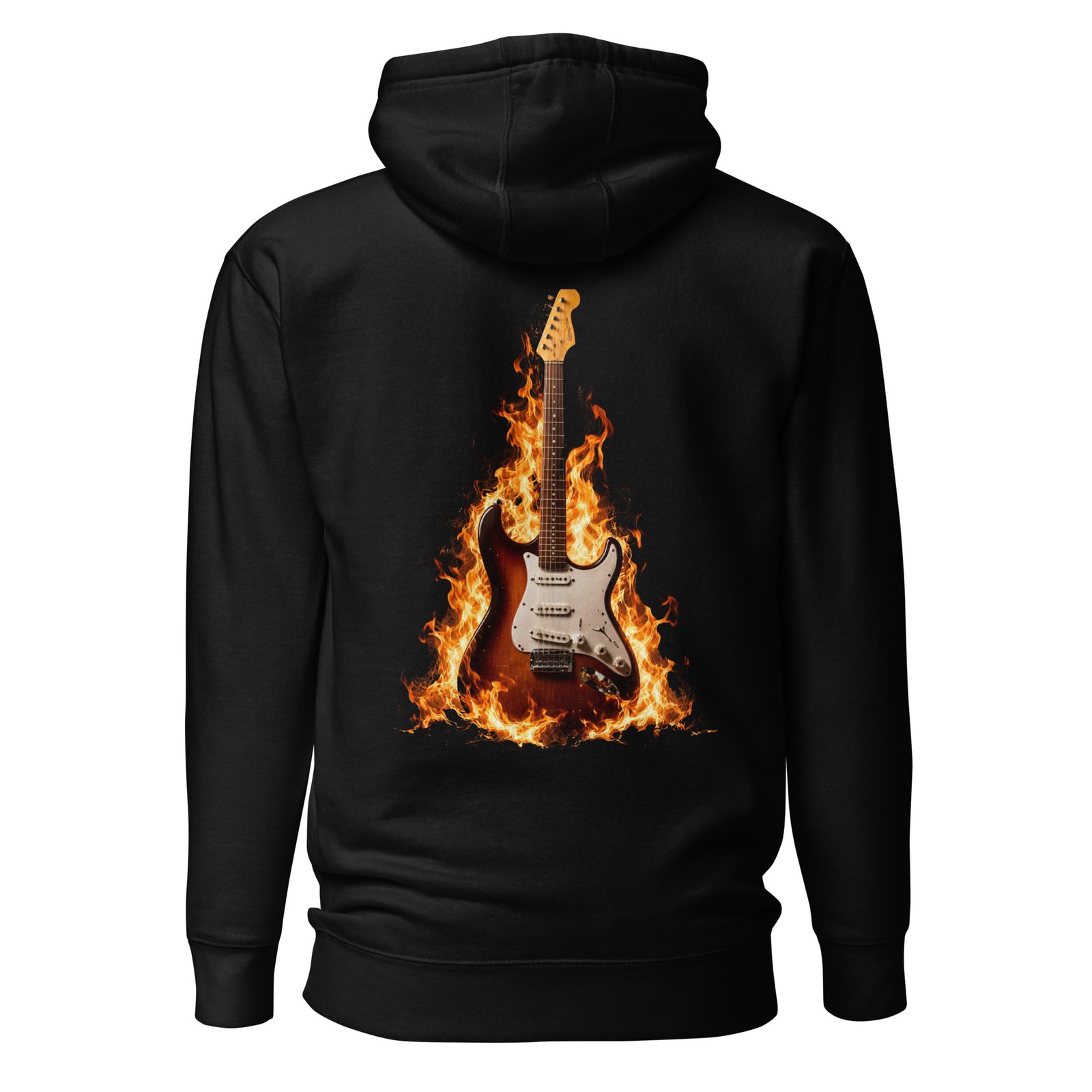 Męska bluza z kapturem „Płonąca Gitara” – bluza męska z płonącą gitarą elektryczną| Zarn.pl Męska bluza z kapturem „Płonąca Gitara” – bluza męska z płonącą gitarą elektryczną - obrazek 2