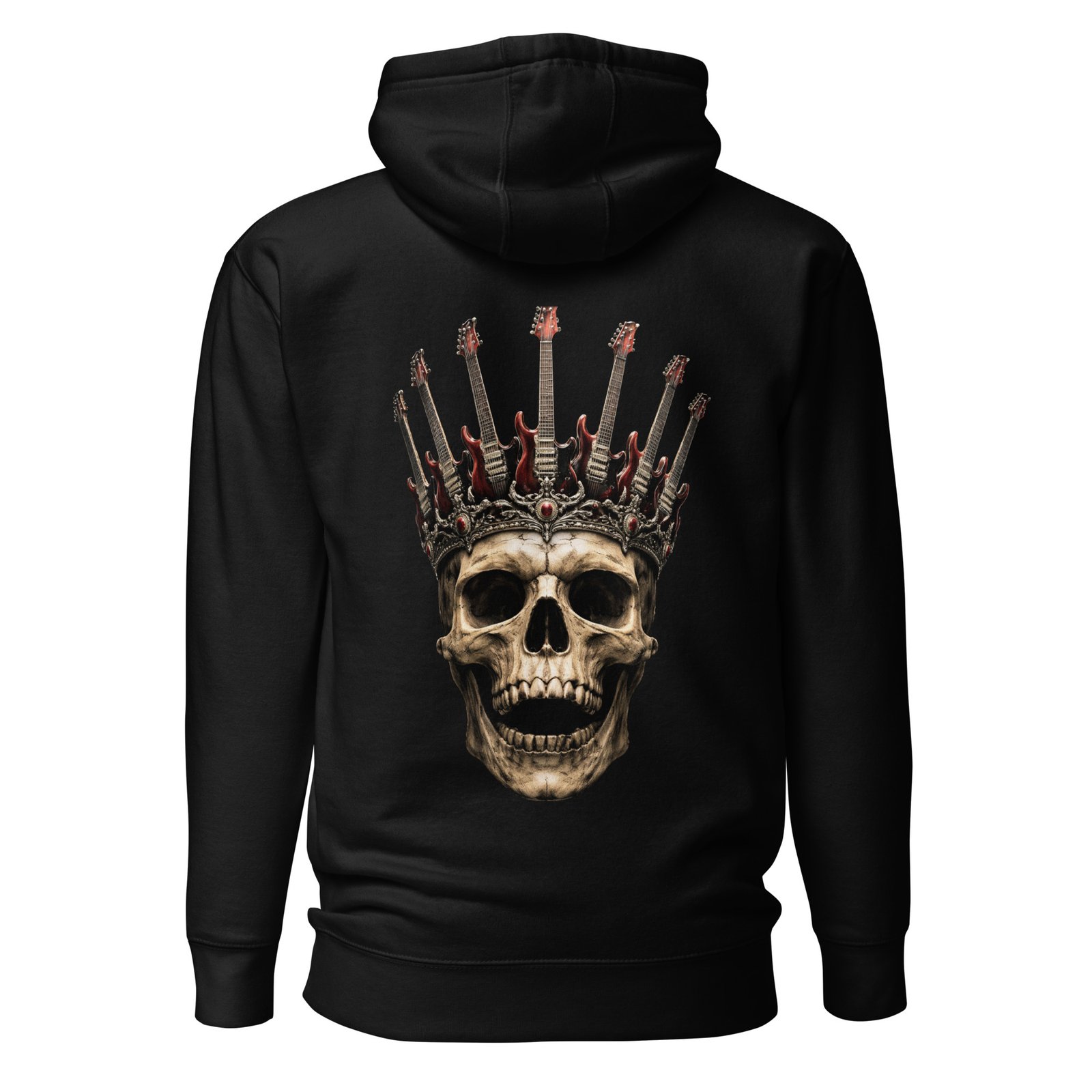 Męska Bluza z Kapturem Rockowa Czaszka z Koroną Gitar| Zarn.pl Męska Bluza z Kapturem Rockowa Czaszka z Koroną Gitar - obrazek 2