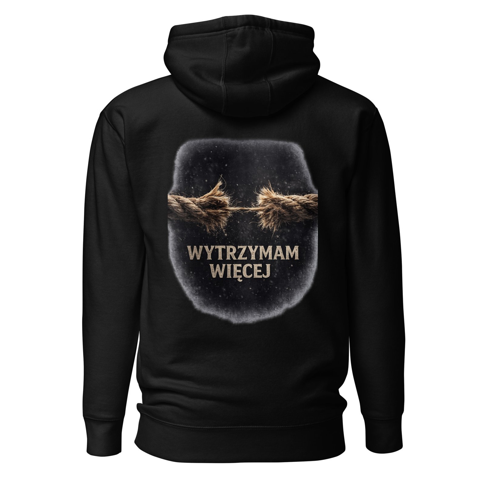 Męska bluza z kapturem „Wytrzymam Więcej” – bluza męska motywacyjna z pękającą liną| Zarn.pl Męska bluza z kapturem „Wytrzymam Więcej” – bluza męska motywacyjna z pękającą liną - obrazek 2