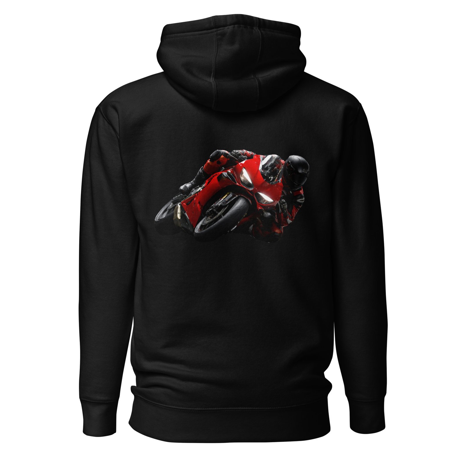 Męska Bluza z Kapturem Czerwony Motocykl Sportowy w Zakręcie| Zarn.pl Męska Bluza z Kapturem Czerwony Motocykl Sportowy w Zakręcie - obrazek 2