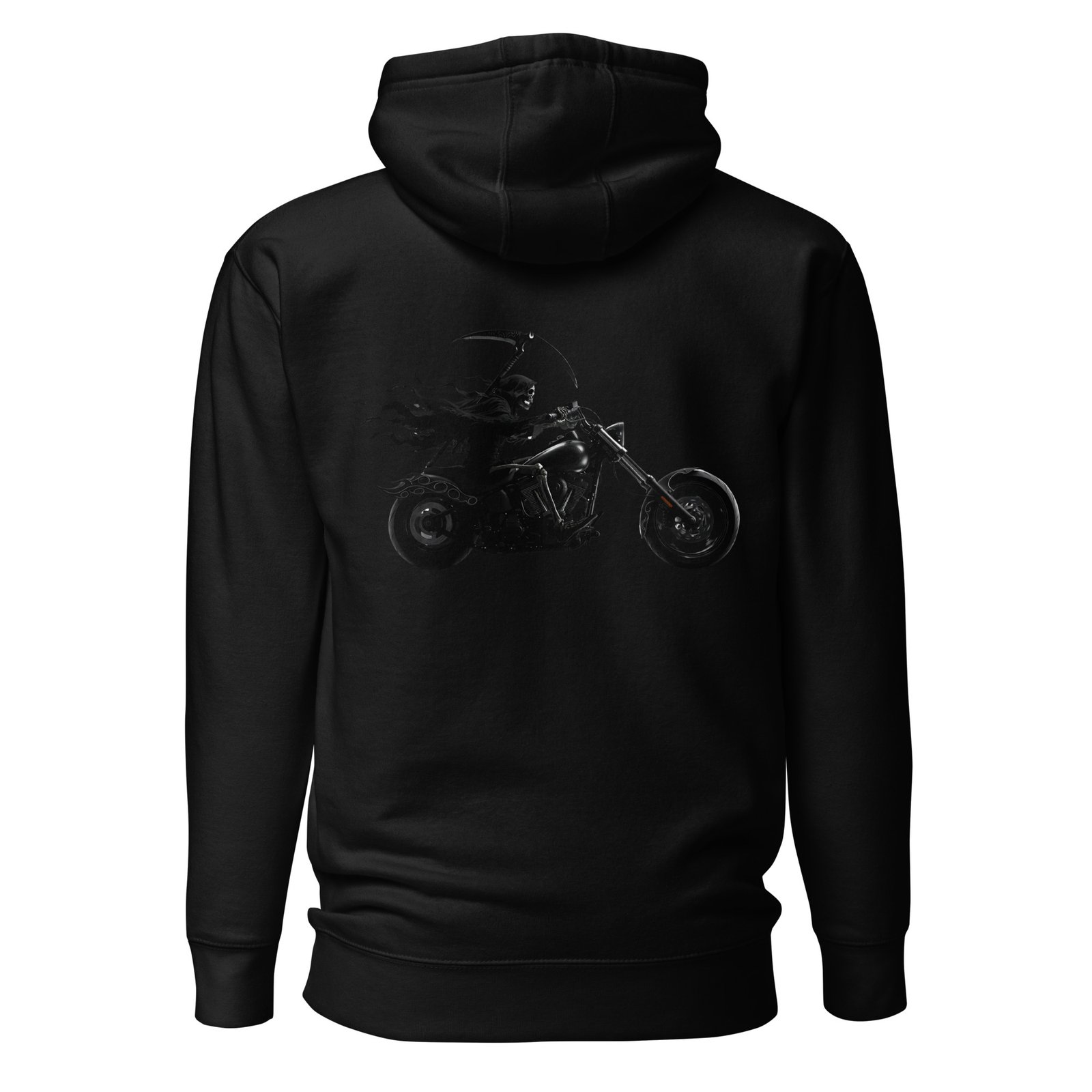 Męska Bluza z Kapturem Kostucha na Motocyklu Chopper| Zarn.pl Męska Bluza z Kapturem Kostucha na Motocyklu Chopper - obrazek 2