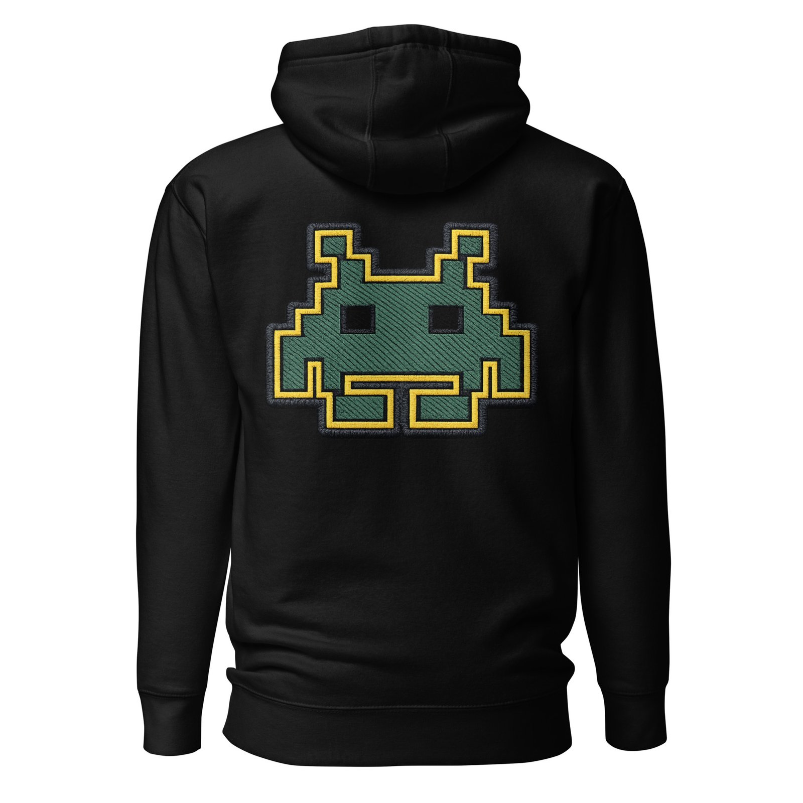 Męska Bluza z Kapturem Retro Kosmita Pixel Art – Kangurka Gamingowa| Zarn.pl Męska Bluza z Kapturem Retro Kosmita Pixel Art – Kangurka Gamingowa - obrazek 2