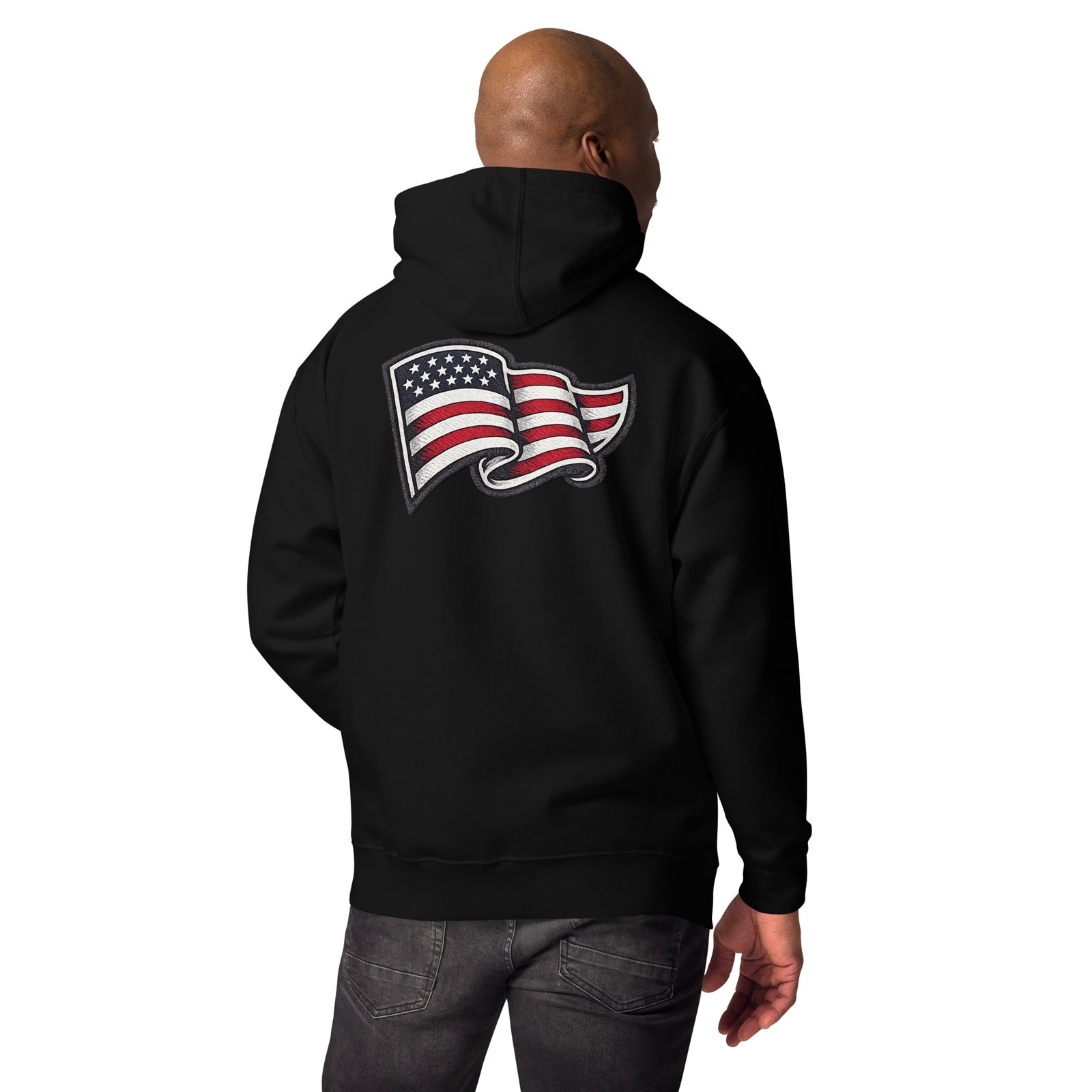 Bluza męska z kapturem „American Flag” – bluza męska z nadrukiem flagi USA| Zarn.pl Bluza męska z kapturem „American Flag” – bluza męska z nadrukiem flagi USA - obrazek 14
