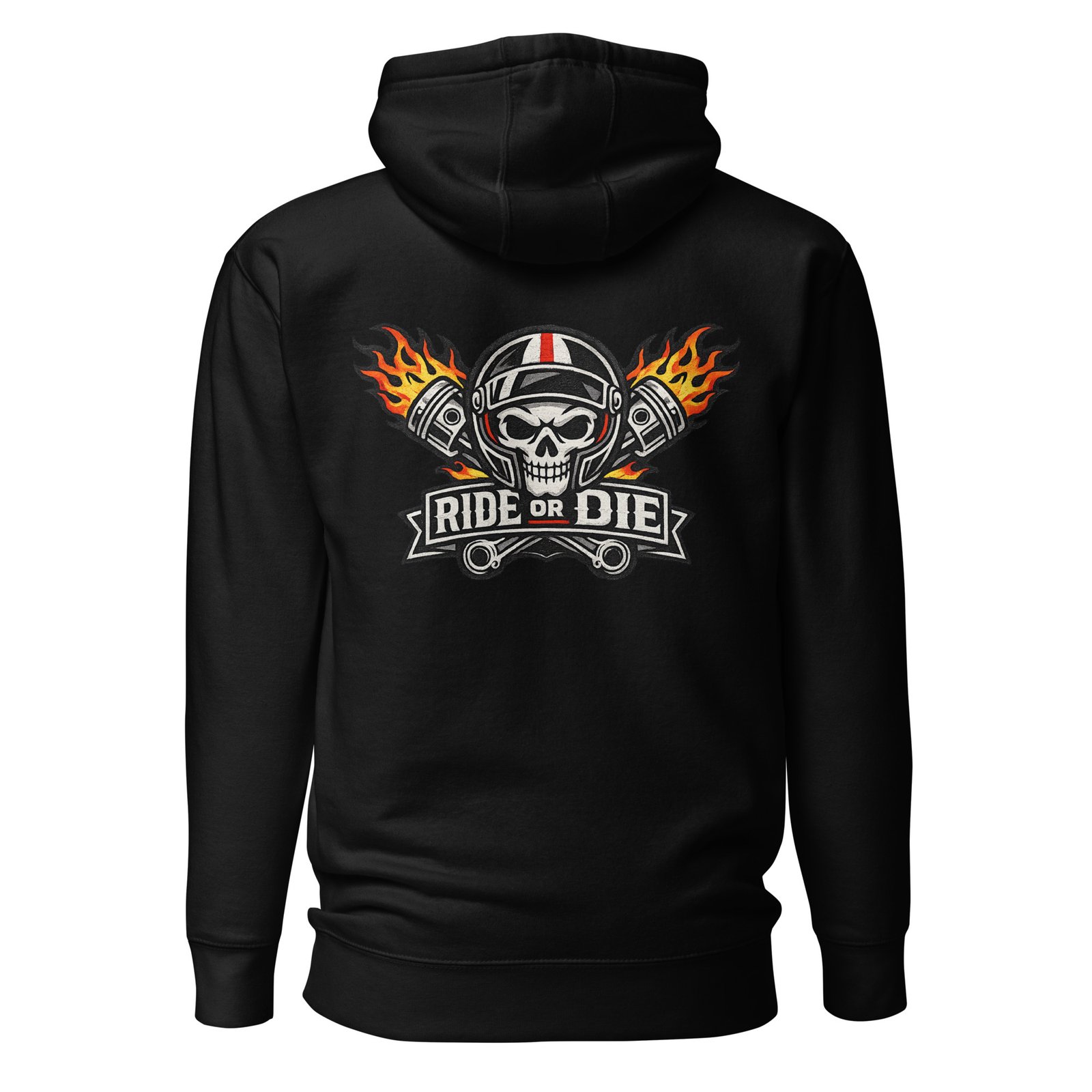 Bluza męska z kapturem „Ride Or Die” – bluza męska dla motocyklisty z nadrukiem czaszki| Zarn.pl Bluza męska z kapturem „Ride Or Die” – bluza męska dla motocyklisty z nadrukiem czaszki - obrazek 2