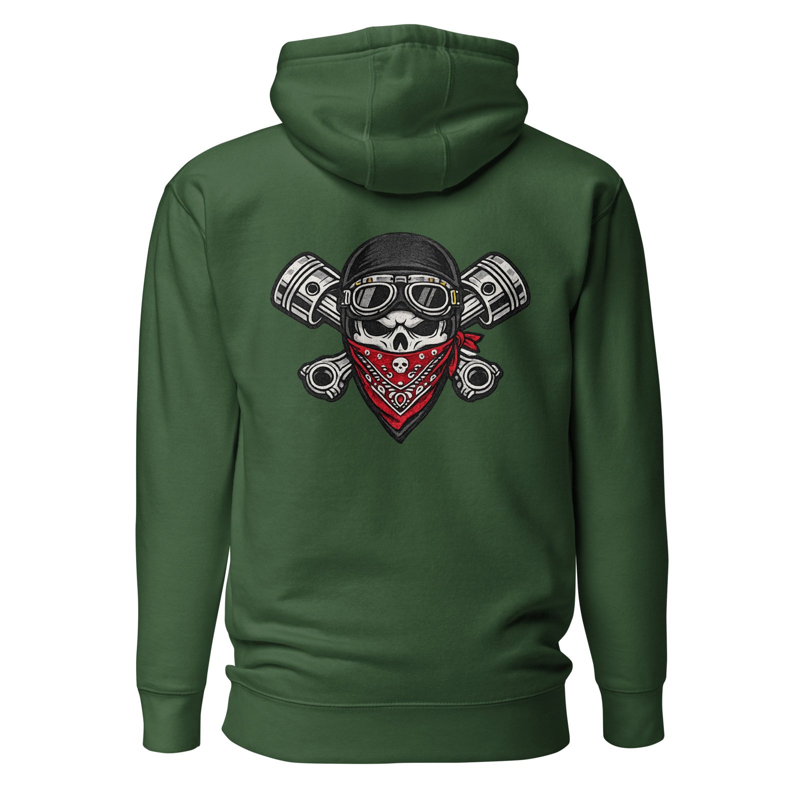Męska bluza z kapturem kangurka „Czaszka Motocyklisty z Tłokami” – bluza męska z motocyklową grafiką biker| Zarn.pl Męska bluza z kapturem kangurka „Czaszka Motocyklisty z Tłokami” – bluza męska z motocyklową grafiką biker - obrazek 4