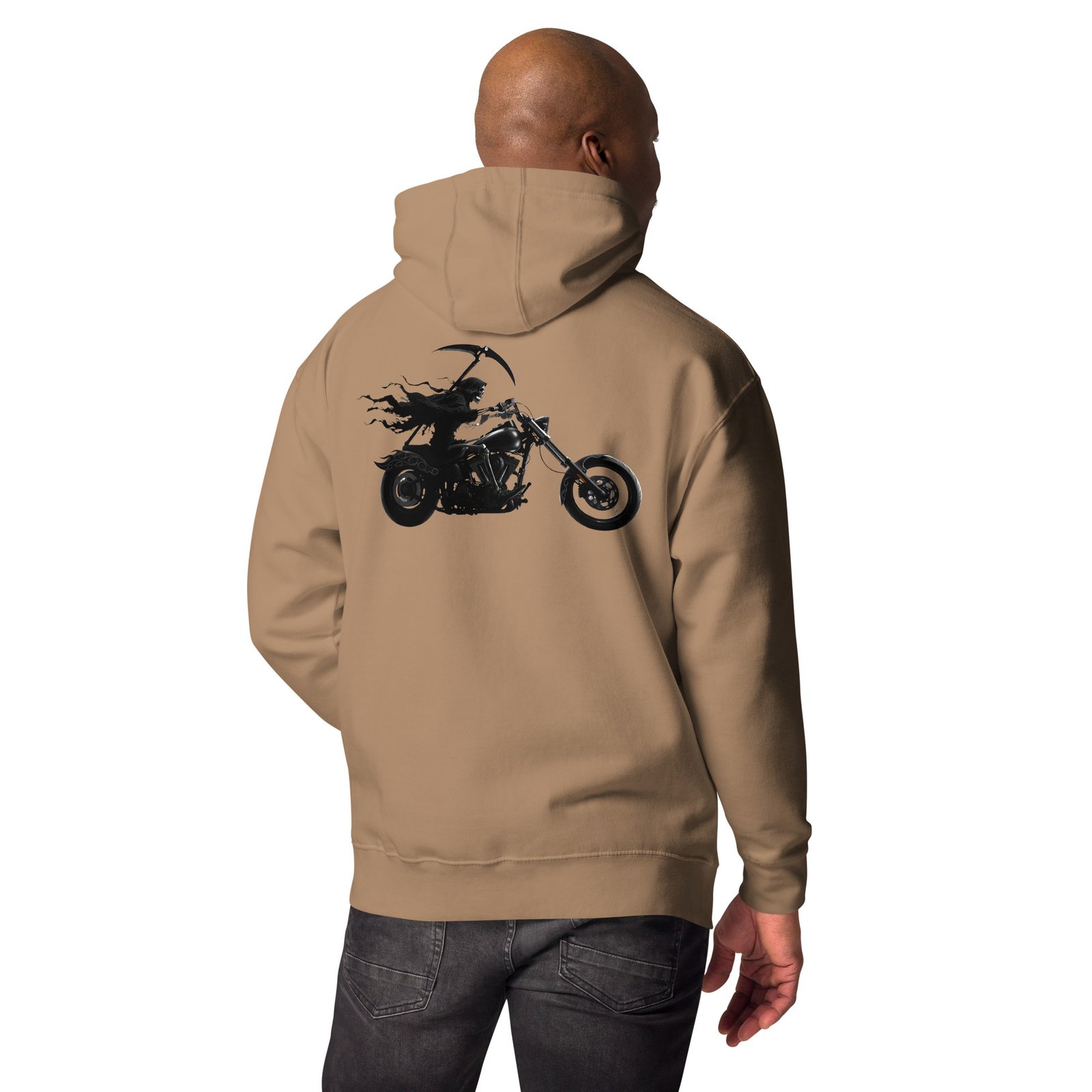 Męska Bluza z Kapturem Kostucha na Motocyklu Chopper| Zarn.pl Męska Bluza z Kapturem Kostucha na Motocyklu Chopper - obrazek 18