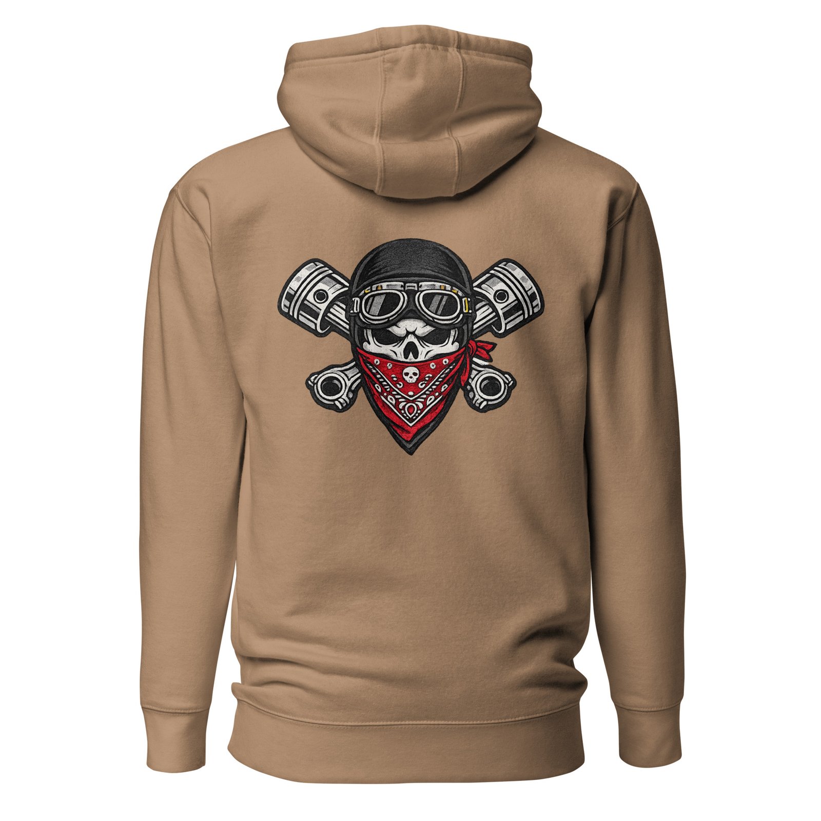Męska bluza z kapturem kangurka „Czaszka Motocyklisty z Tłokami” – bluza męska z motocyklową grafiką biker| Zarn.pl Męska bluza z kapturem kangurka „Czaszka Motocyklisty z Tłokami” – bluza męska z motocyklową grafiką biker - obrazek 6