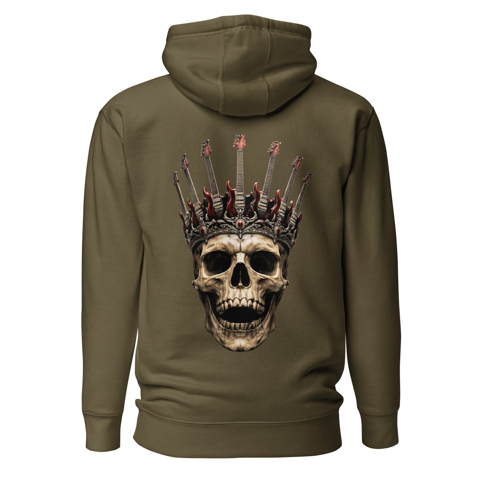 Męska Bluza z Kapturem Rockowa Czaszka z Koroną Gitar| Zarn.pl Męska Bluza z Kapturem Rockowa Czaszka z Koroną Gitar - obrazek 5