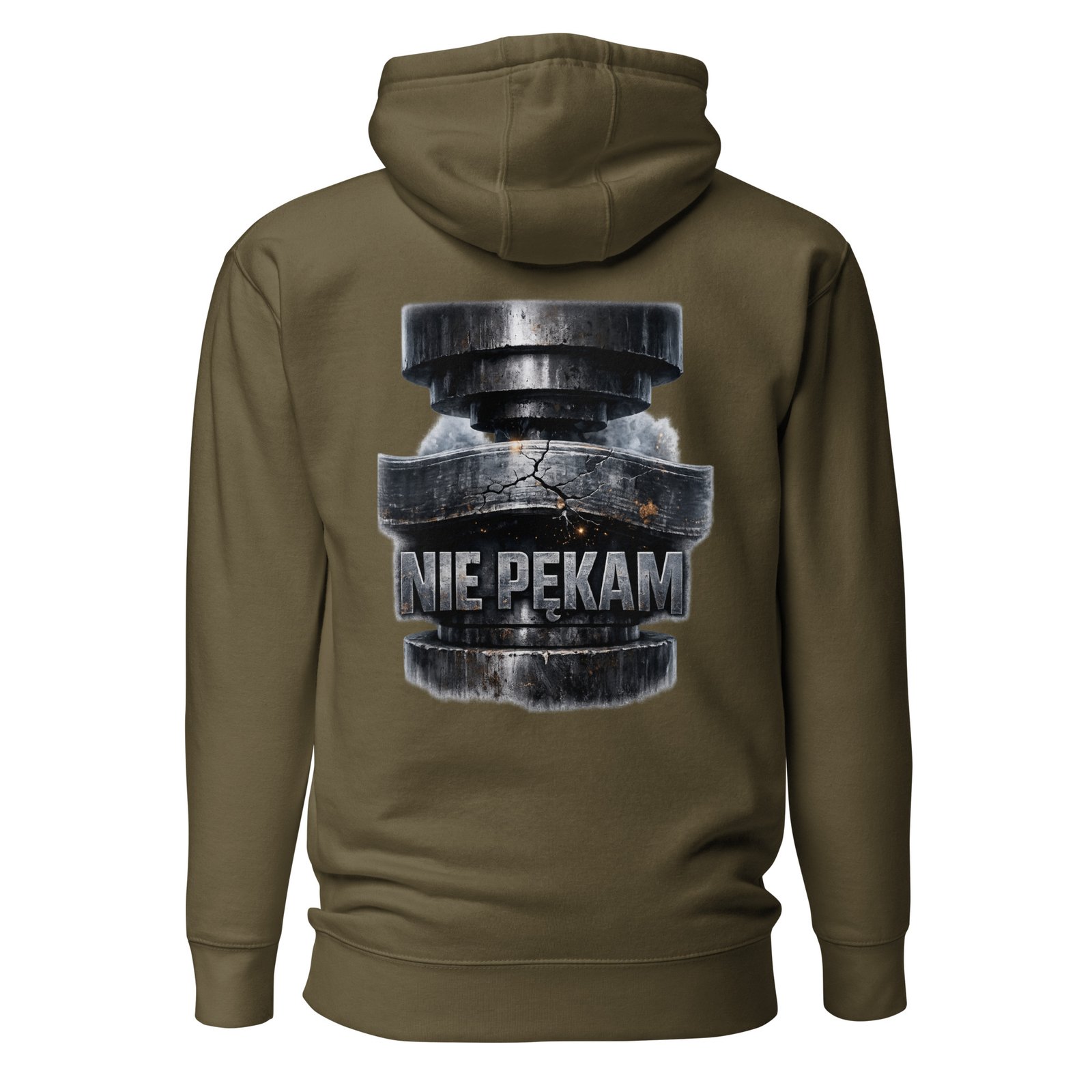 Męska bluza z kapturem „Nie Pękam” – bluza męska motywacyjna z prasą hydrauliczną| Zarn.pl Męska bluza z kapturem „Nie Pękam” – bluza męska motywacyjna z prasą hydrauliczną - obrazek 5