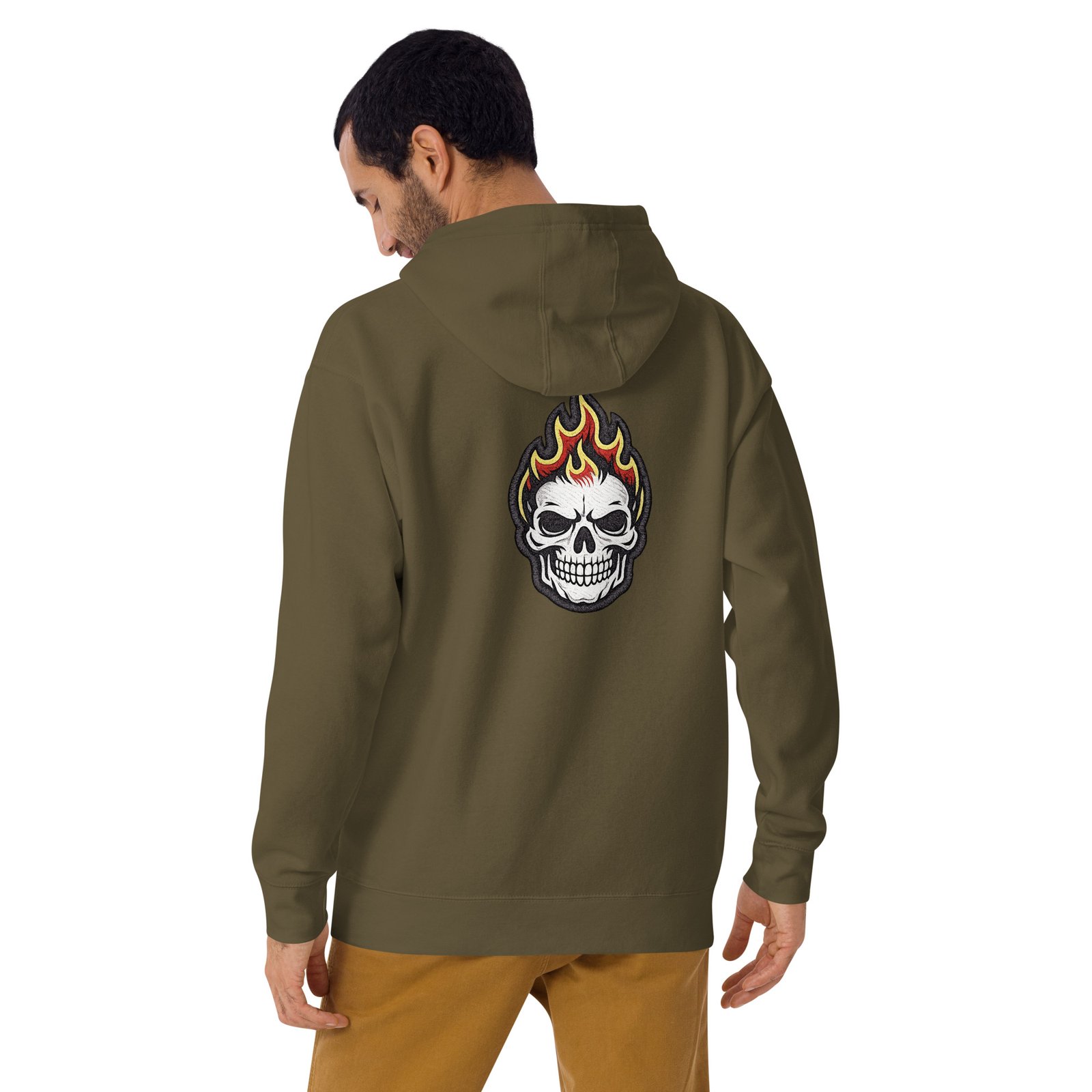 Bluza męska z kapturem „Flaming Skull” – bluza męska z nadrukiem płonącej czaszki| Zarn.pl Bluza męska z kapturem „Flaming Skull” – bluza męska z nadrukiem płonącej czaszki - obrazek 28