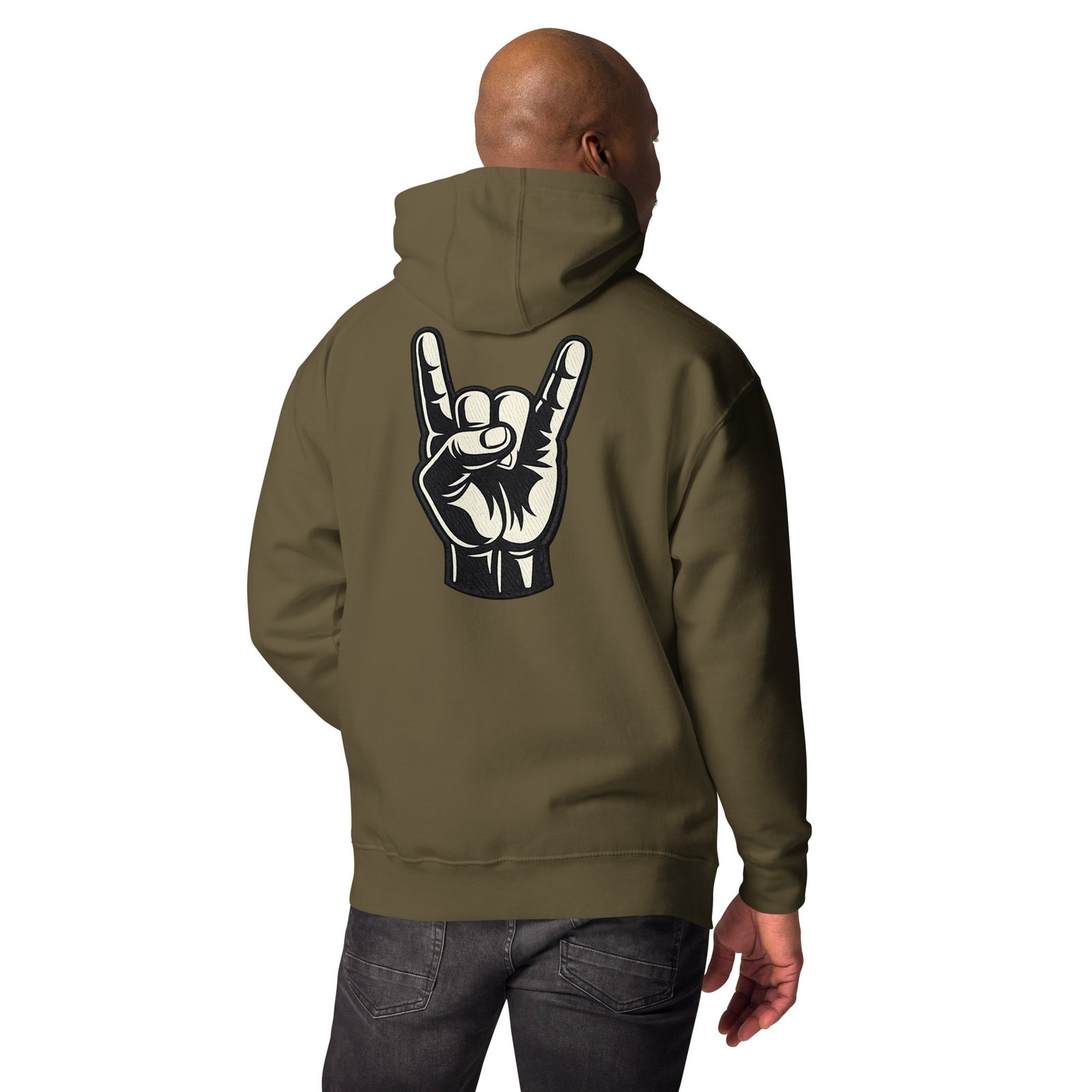 Męska bluza z kapturem kangurka „Rock Hand” – bluza męska z gestem rockowym| Zarn.pl Męska bluza z kapturem kangurka „Rock Hand” – bluza męska z gestem rockowym - obrazek 17