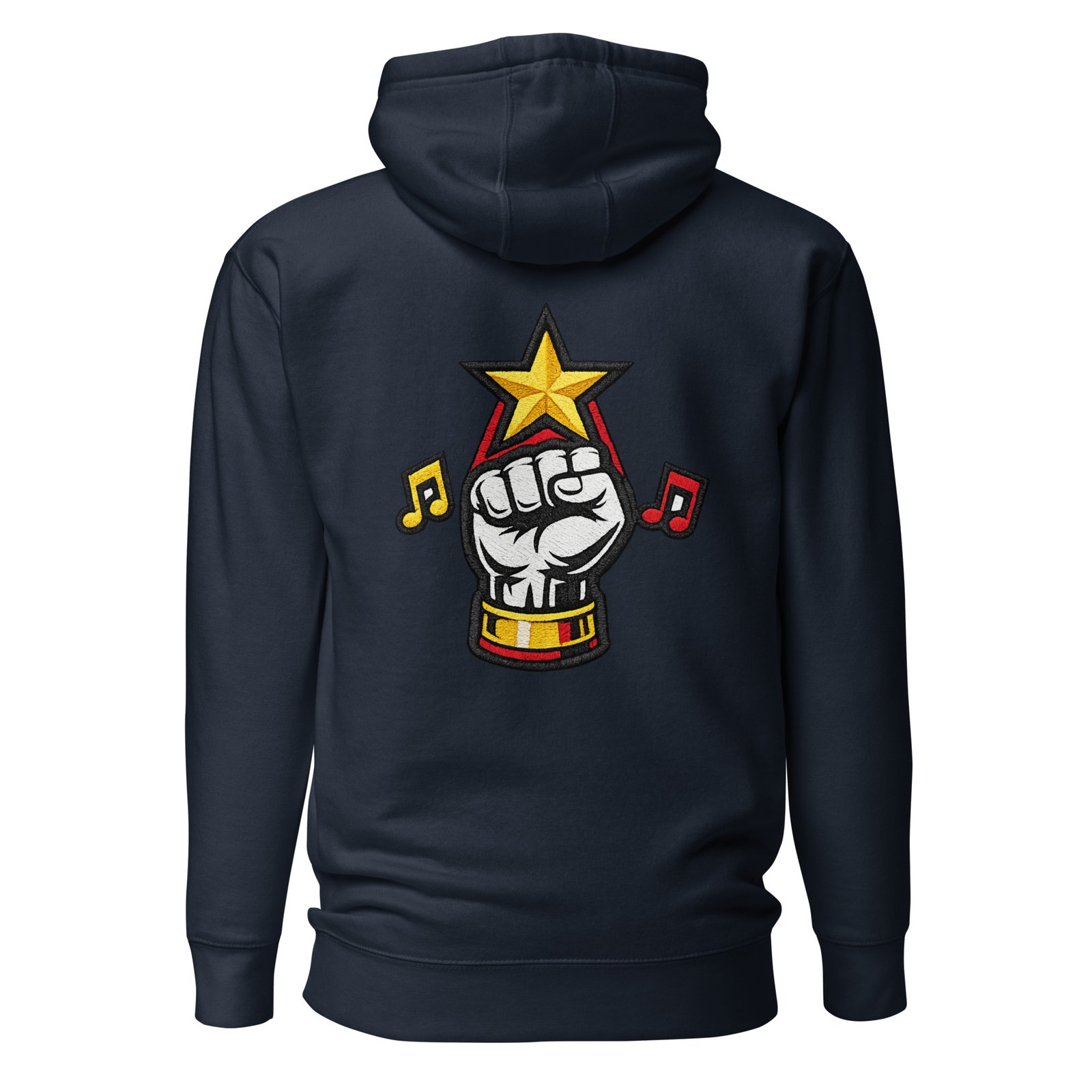 Bluza męska z kapturem „Muzyczna Moc” – bluza męska z nadrukiem zaciśniętej pięści i nut muzycznych| Zarn.pl Bluza męska z kapturem „Muzyczna Moc” – bluza męska z nadrukiem zaciśniętej pięści i nut muzycznych - obrazek 3