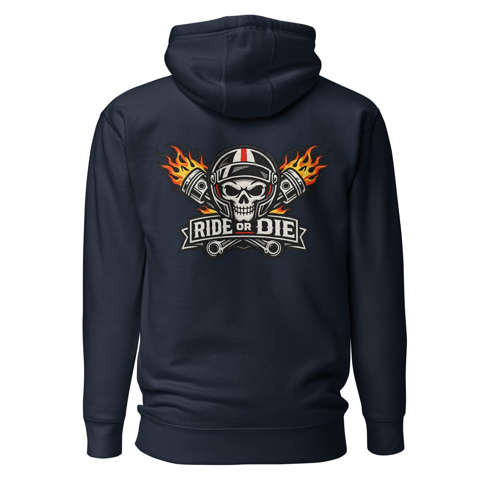 Bluza męska z kapturem „Ride Or Die” – bluza męska dla motocyklisty z nadrukiem czaszki| Zarn.pl Bluza męska z kapturem „Ride Or Die” – bluza męska dla motocyklisty z nadrukiem czaszki - obrazek 3