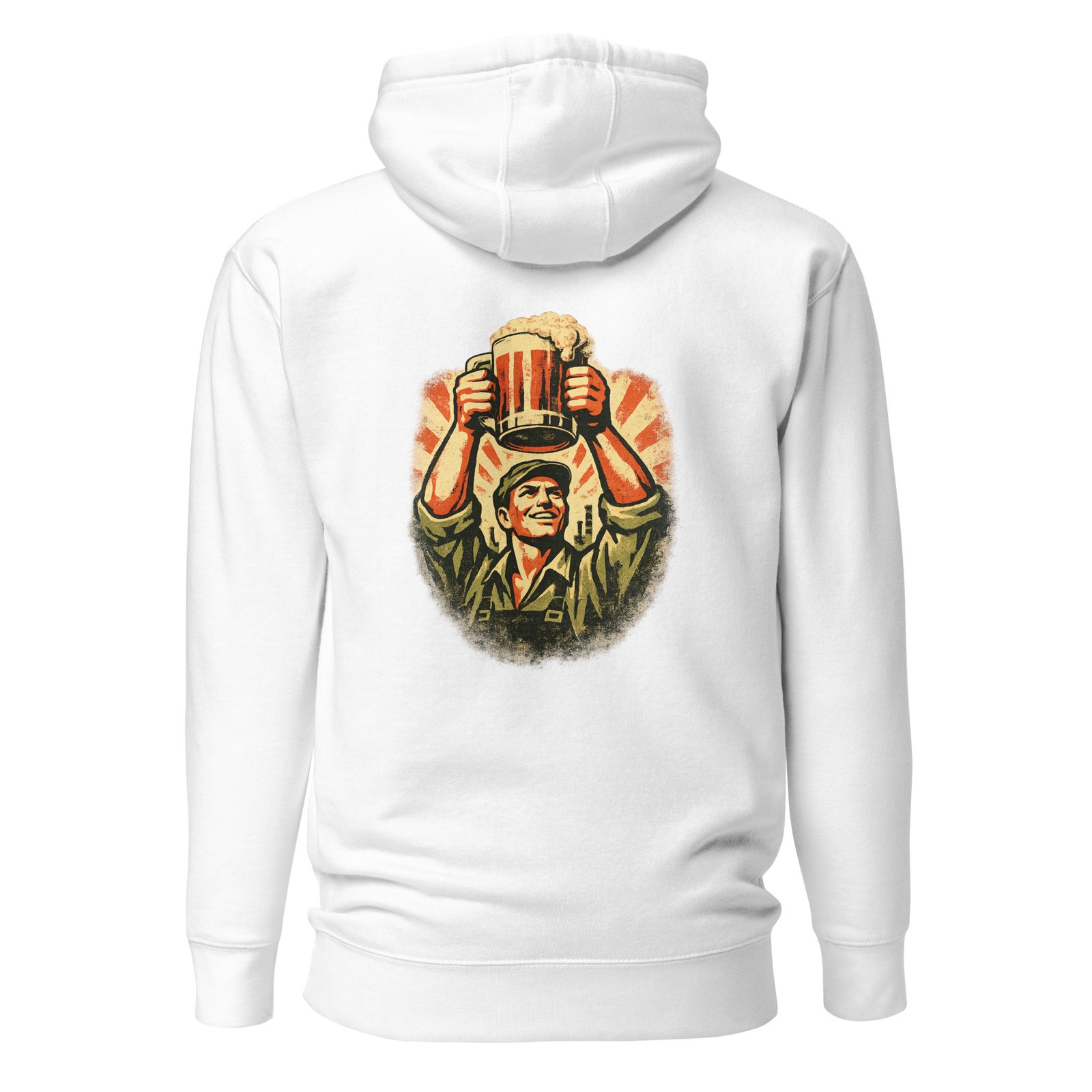 Męska bluza z kapturem kangurka „Robotnik z Kuflem Piwa” – bluza męska w klimacie PRL z piwnym motywem| Zarn.pl Męska bluza z kapturem kangurka „Robotnik z Kuflem Piwa” – bluza męska w klimacie PRL z piwnym motywem - obrazek 7