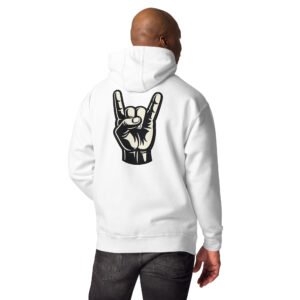 bluza męska z kapturem z gestem rockowym dłoni